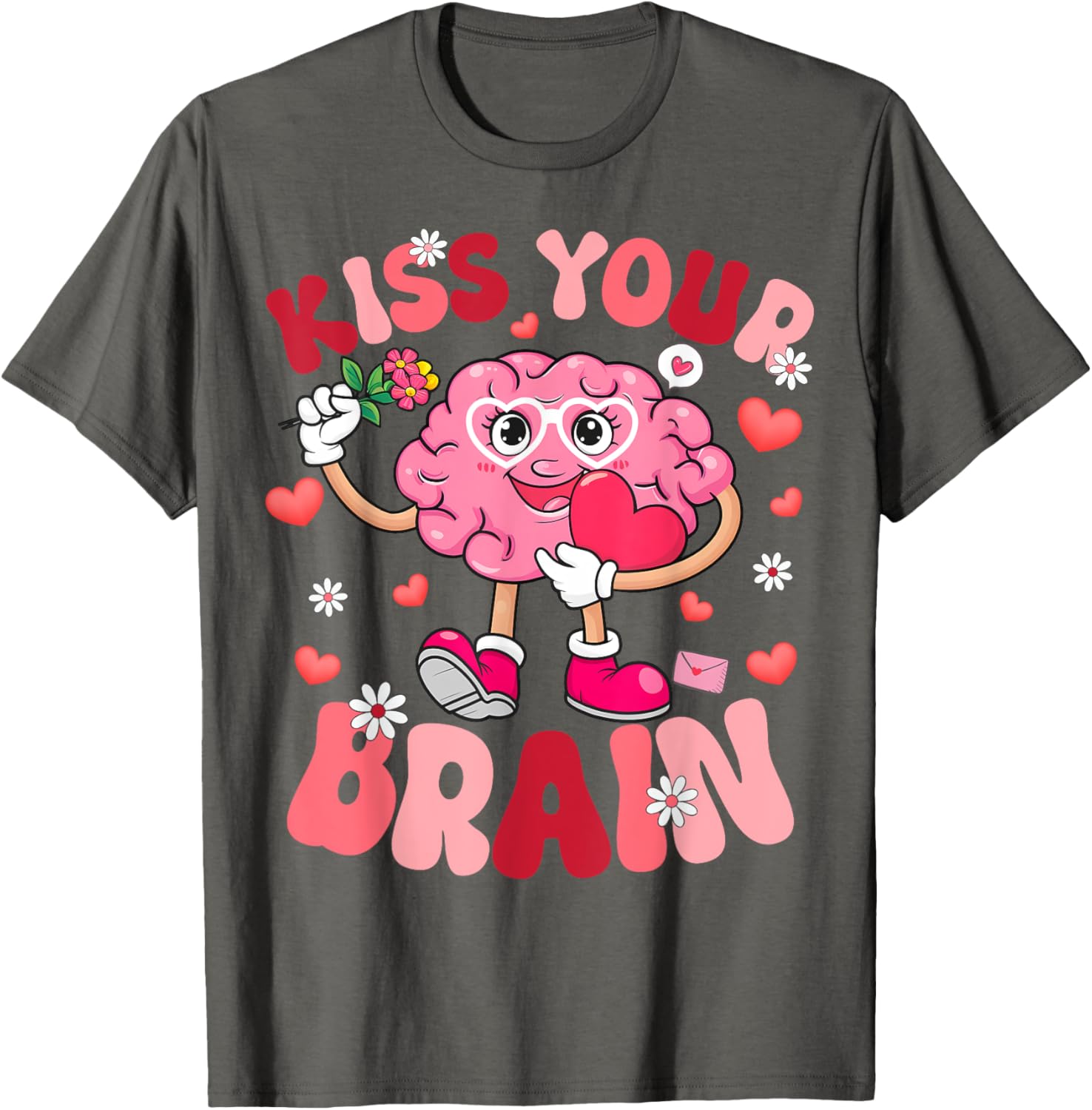 Kiss Your Brain Retro Valentines Day T-Shirt for Teacher Squad & Kids - 6