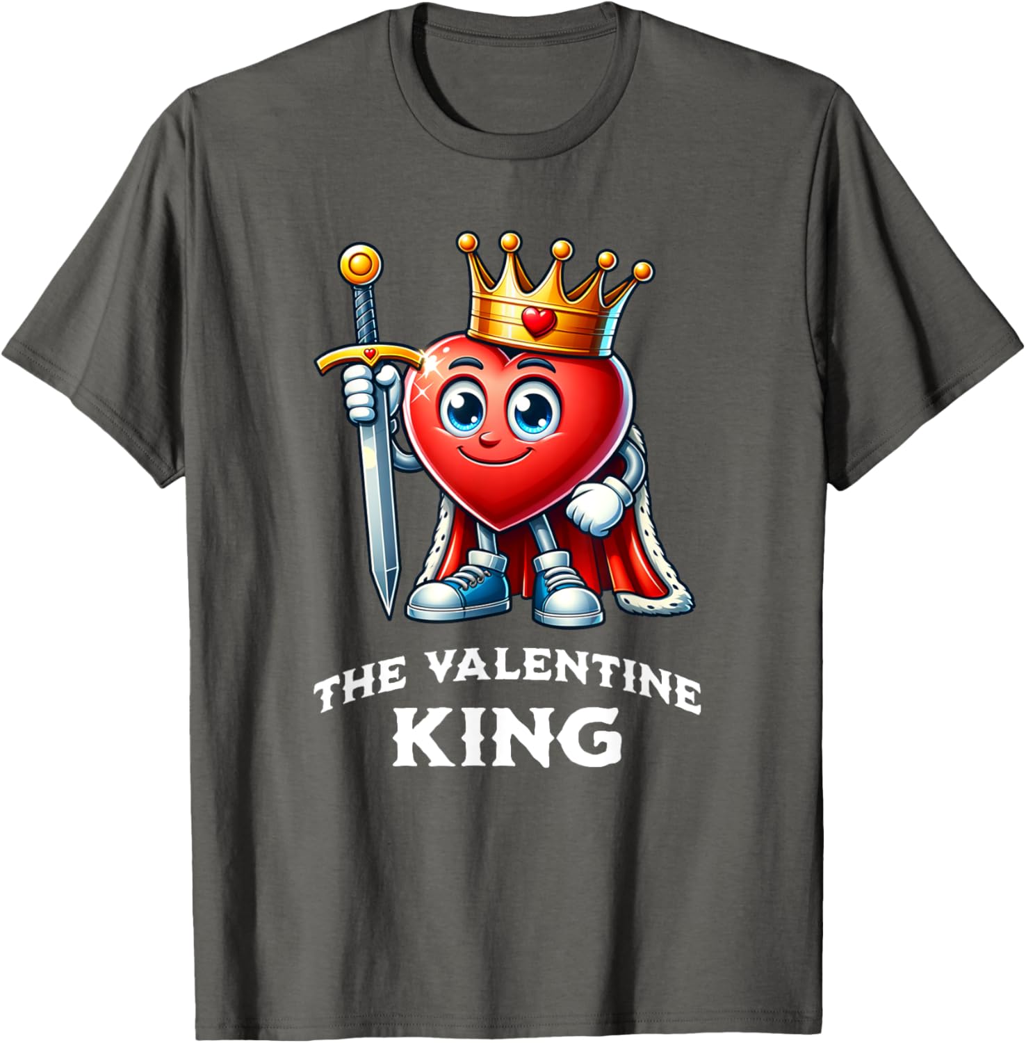 Funny Valentine's Day King Heart Graphic T-Shirt for Men and Boys - 10