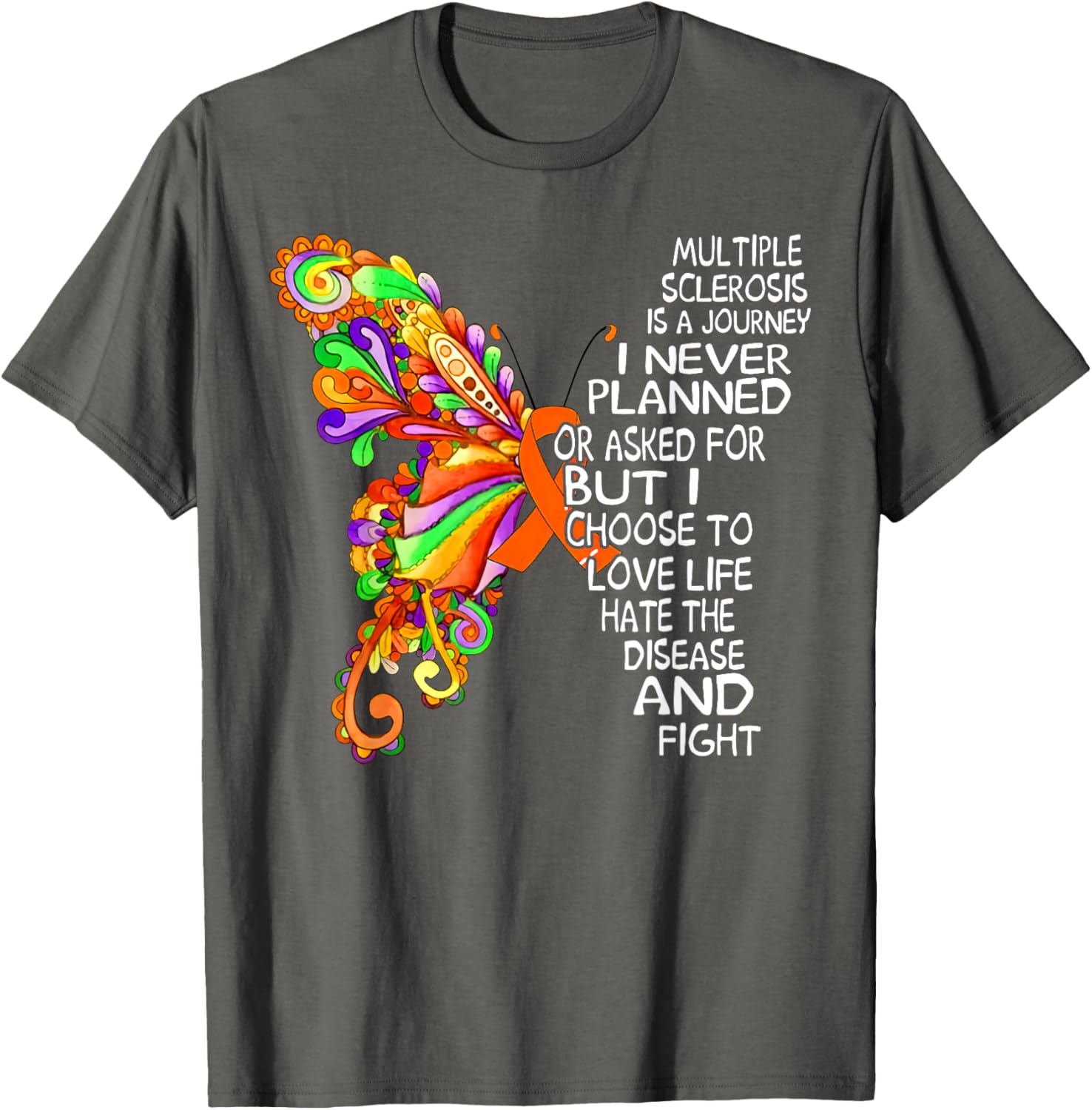Butterfly Ribbon MS Warrior T-Shirt for Multiple Sclerosis Awareness - 3