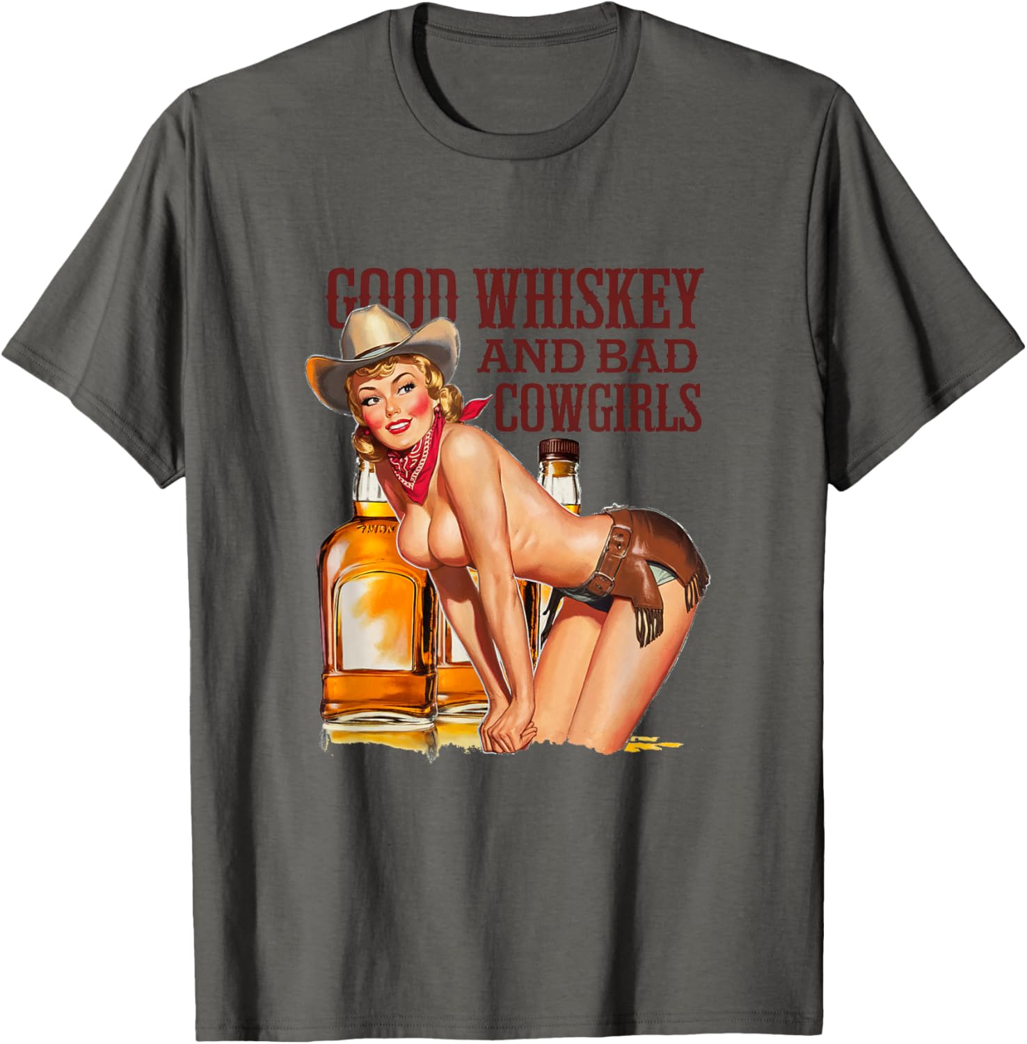 Funny Vintage Good Whiskey and Bad Cowgirls T-Shirt for Alcohol Lovers - 13