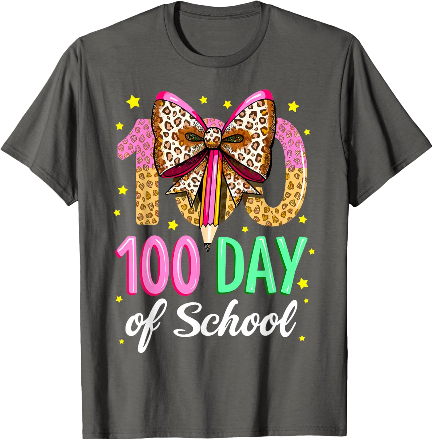 100 Days of School Coquette Bow T-Shirt for Girls Celebrating 100th Day - 6