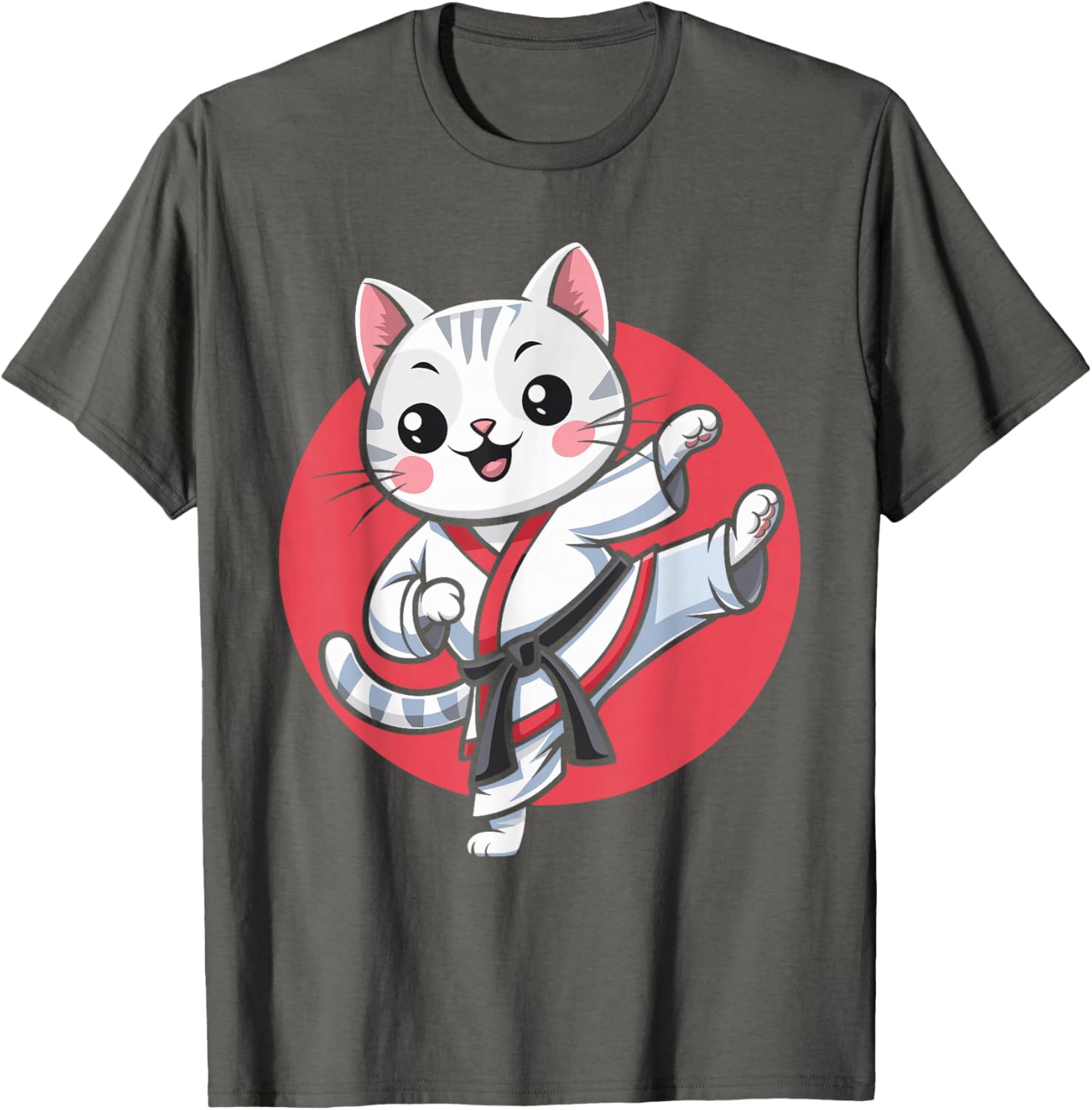 Kawaii Japanese Cat Karate Jiu Jitsu T-Shirt for Women and Kids - 9