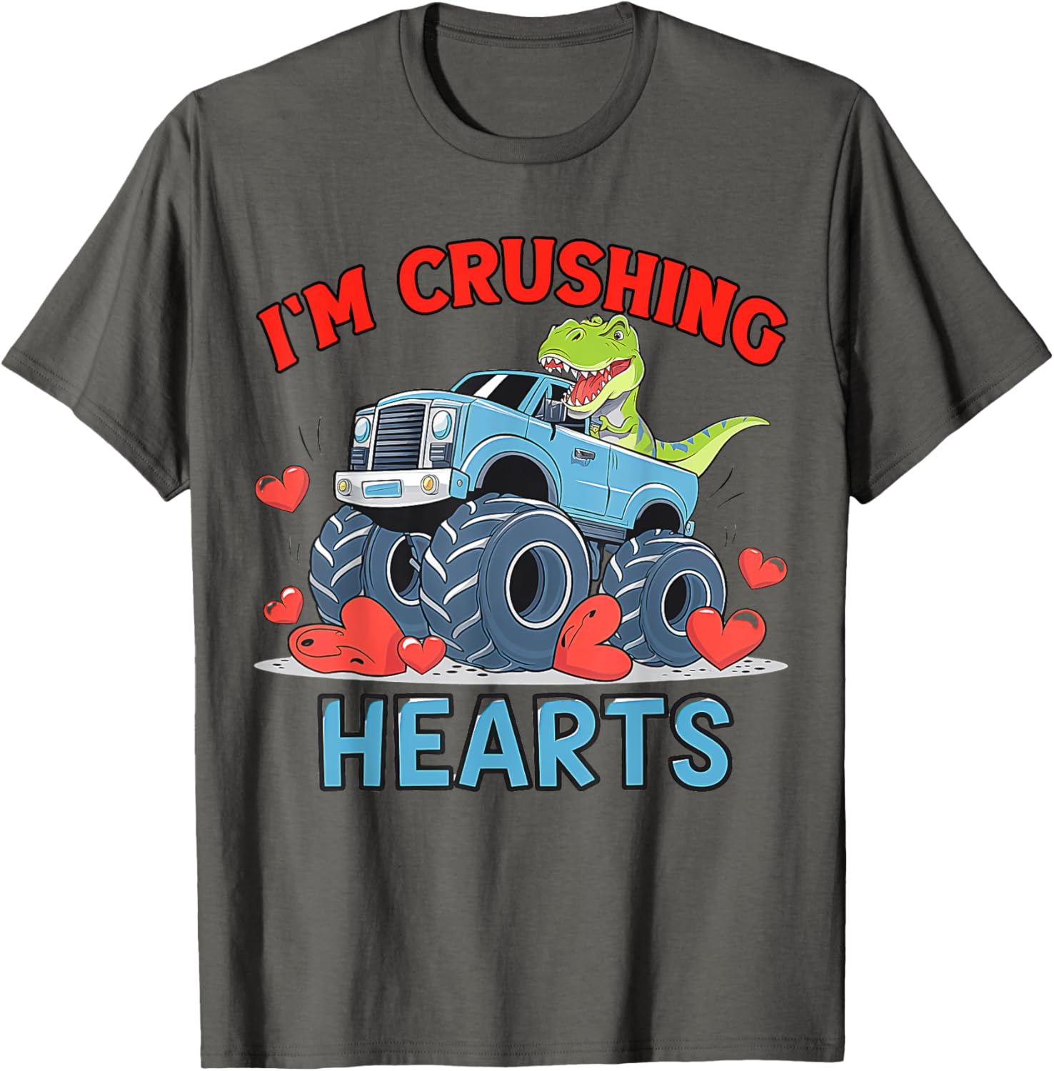 Hearts Crusher Monster Truck Valentine's Day T-Shirt for Kids and Adults - 18