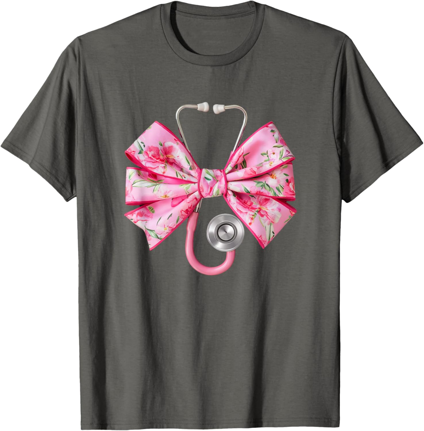 Pink Coquette Nurse Stethoscope Bow T-Shirt for Nurse Appreciation Gift - 5