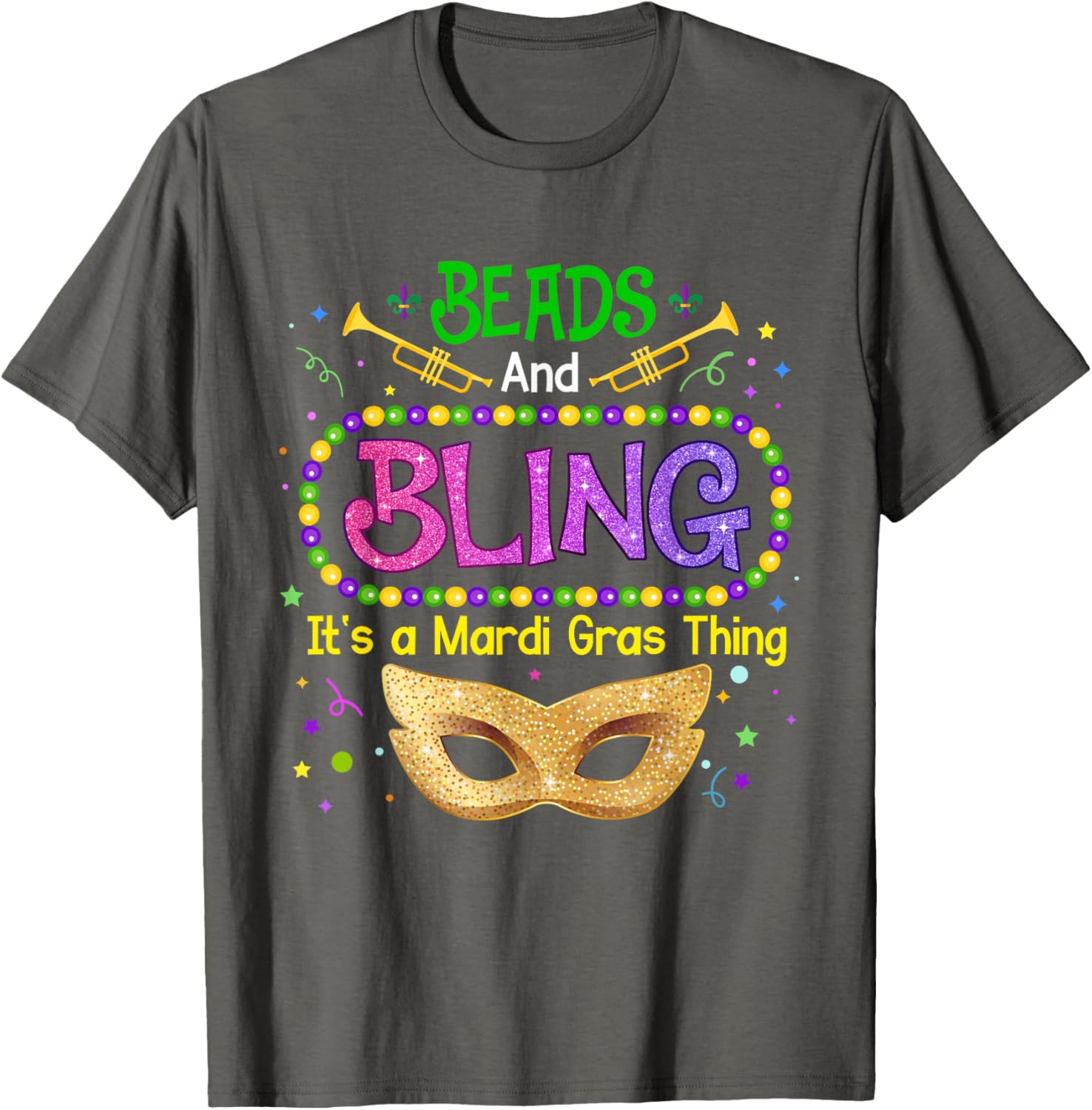 Mardi Gras Beads & Bling Carnival Party T-Shirt for Festive Fun - 8
