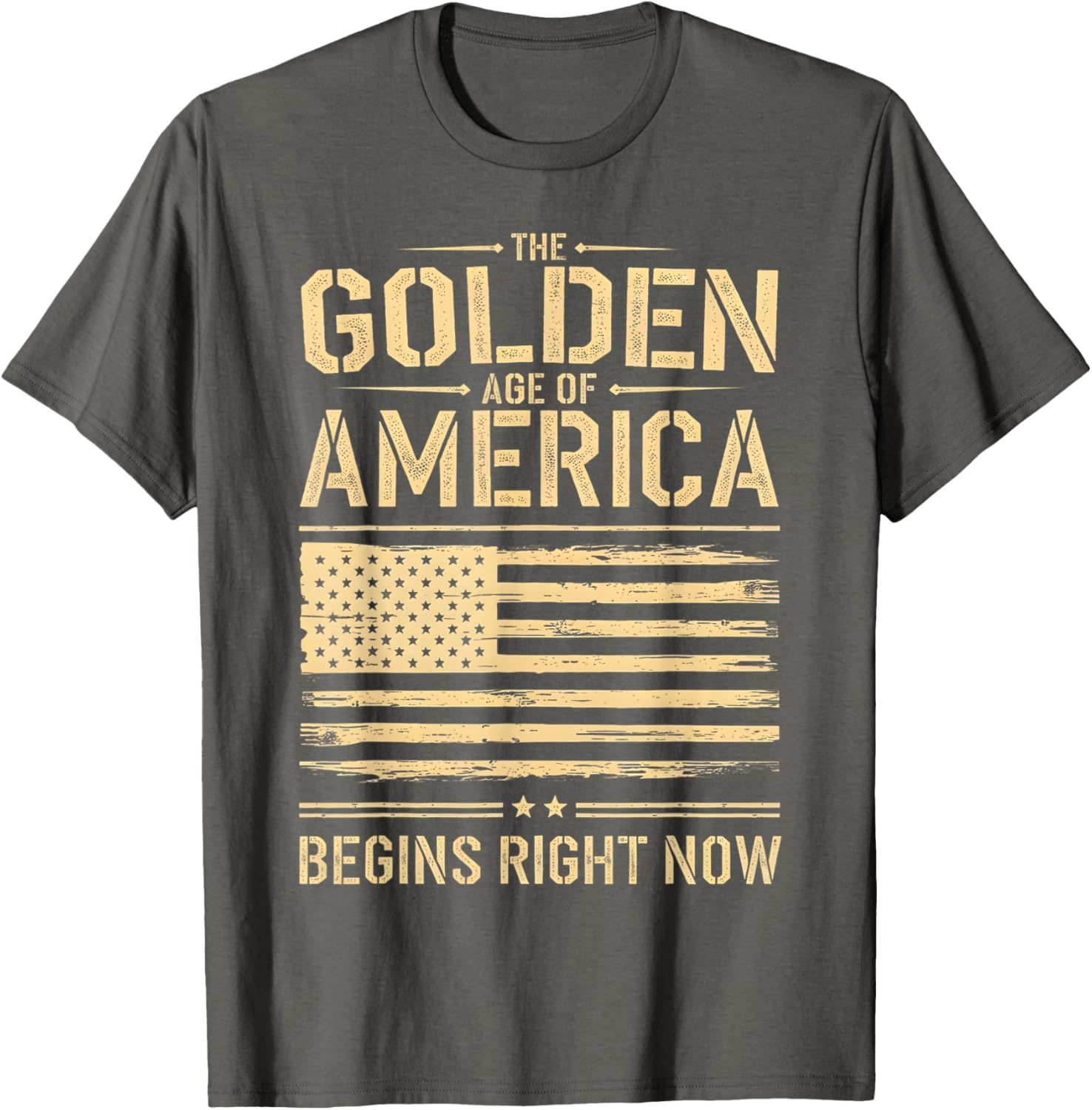 Golden Age of America Distressed T-Shirt with USA Flag Design - 23