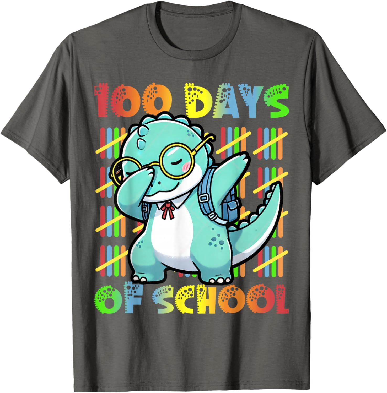 Dabbing Dinosaur 100 Days of School Kids T-Shirt for Fun Celebrations - 15