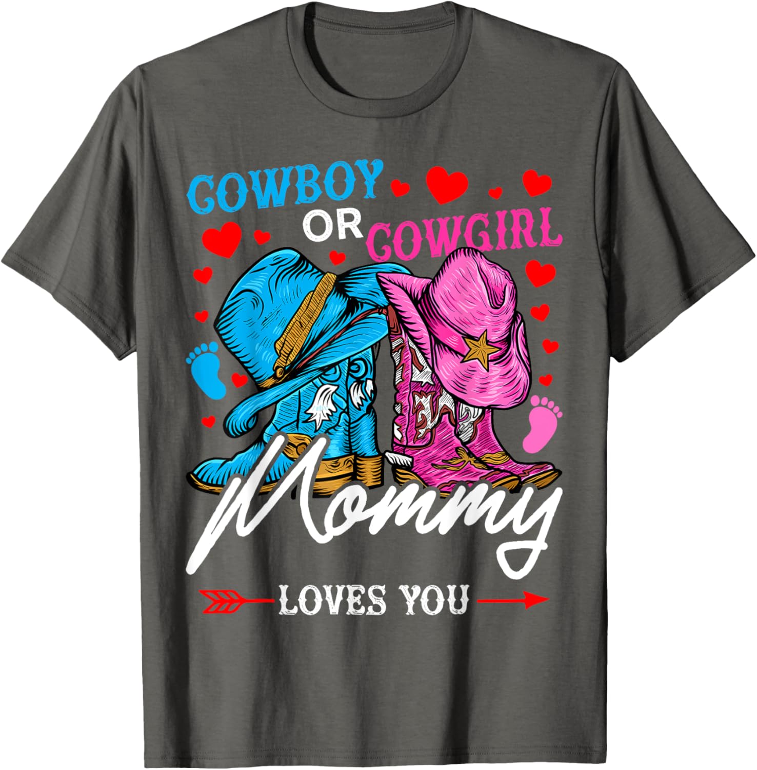 Adorable Gender Reveal T-Shirt for Mom - Cowboy or Cowgirl Style - 6