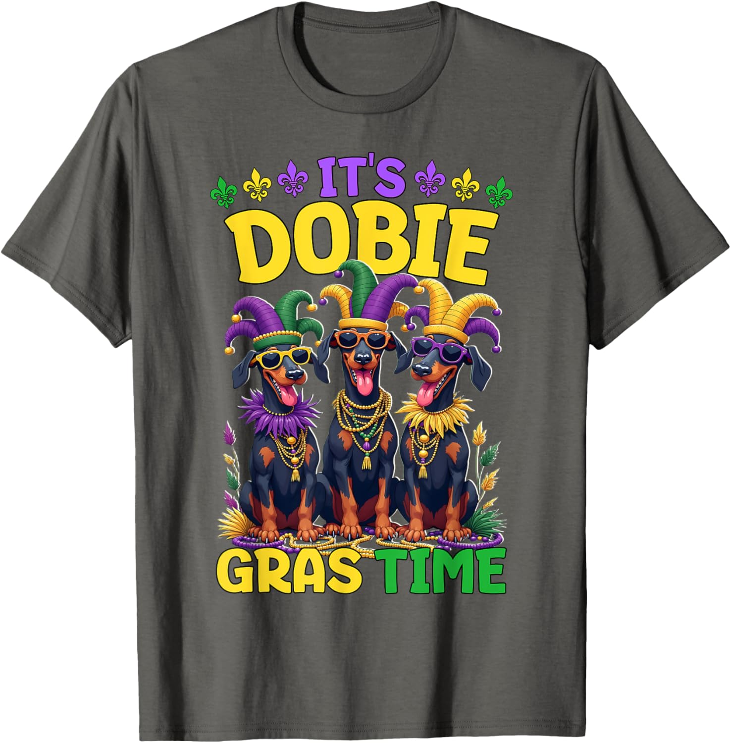 Mardi Gras Doberman T-Shirt Celebrating Carnival Festivities - 7