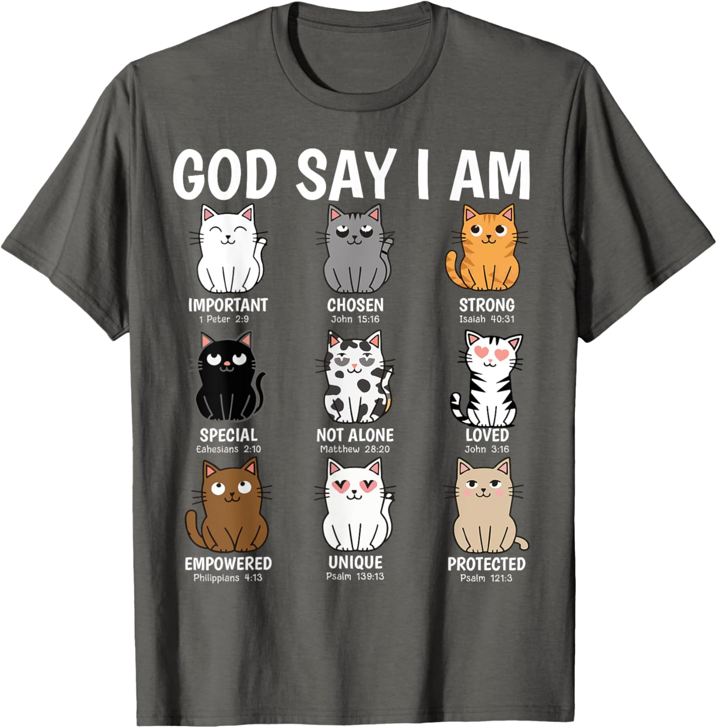 Funny Cats Bible Verse T-Shirt for Men Women Kids - Christian Cat Love - 15
