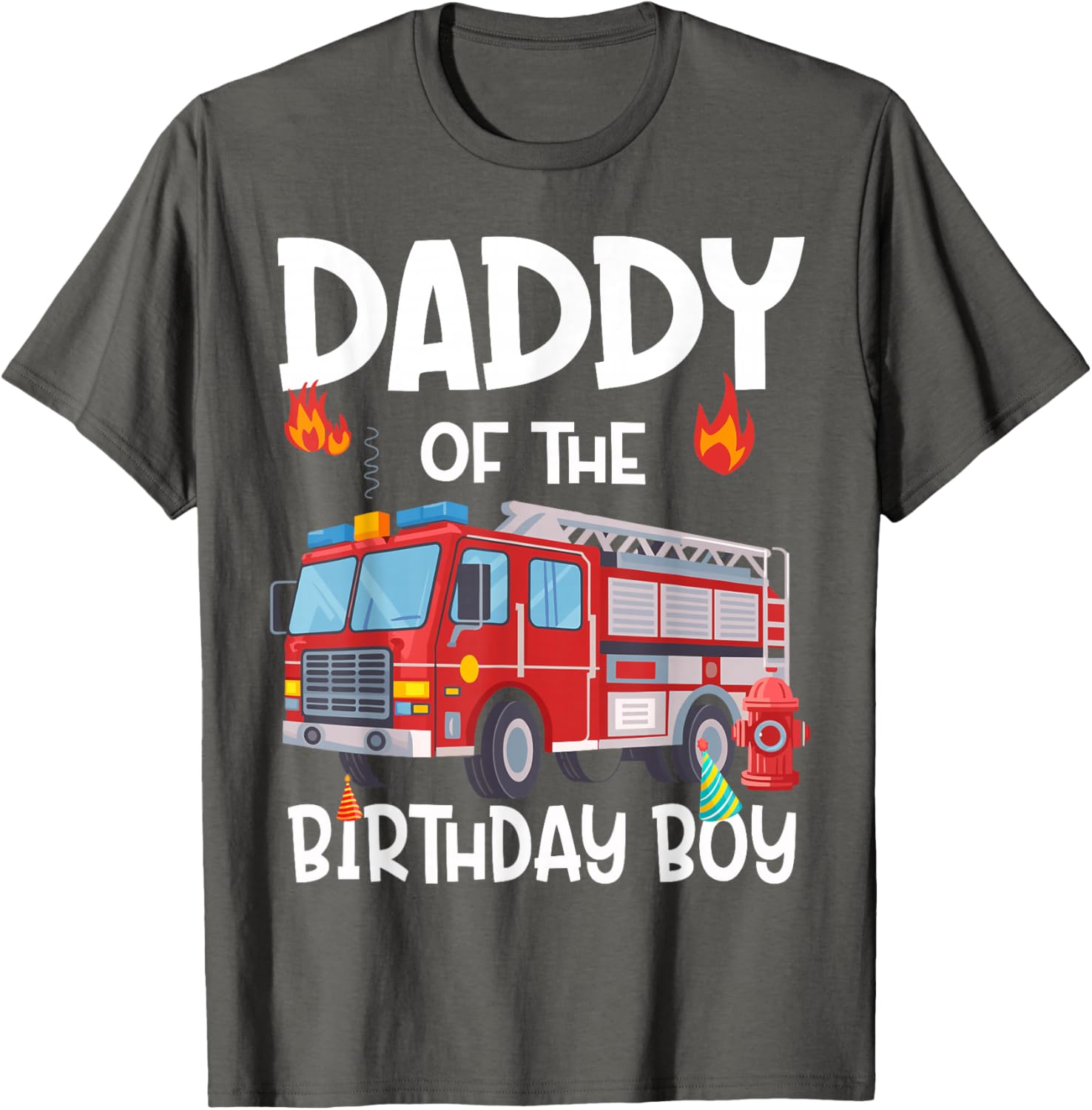 Daddy of the Birthday Boy Fire Truck T-Shirt for Proud Firefighter Dads - 11