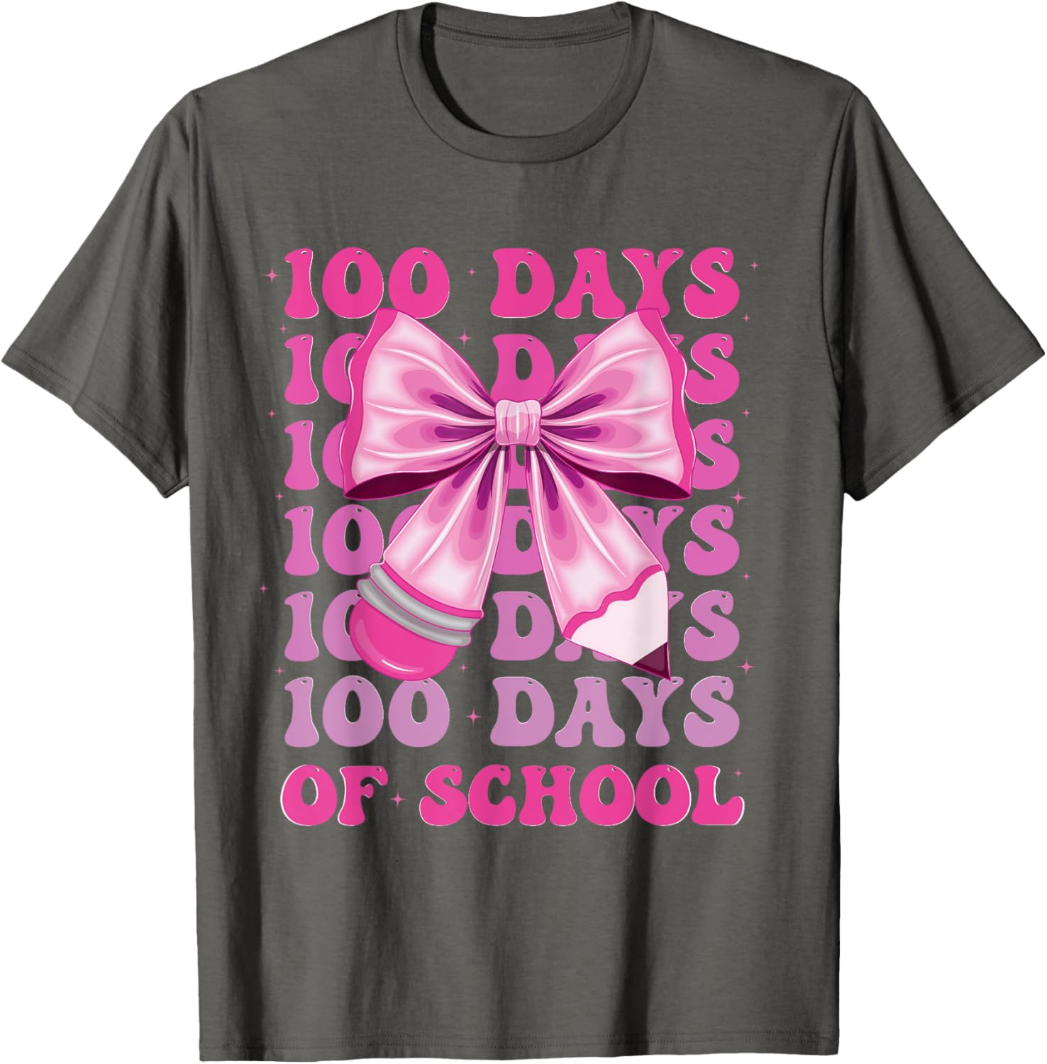 100 Days of School Girls Coquette Bow T-Shirt for Celebrating 100th Day - 18