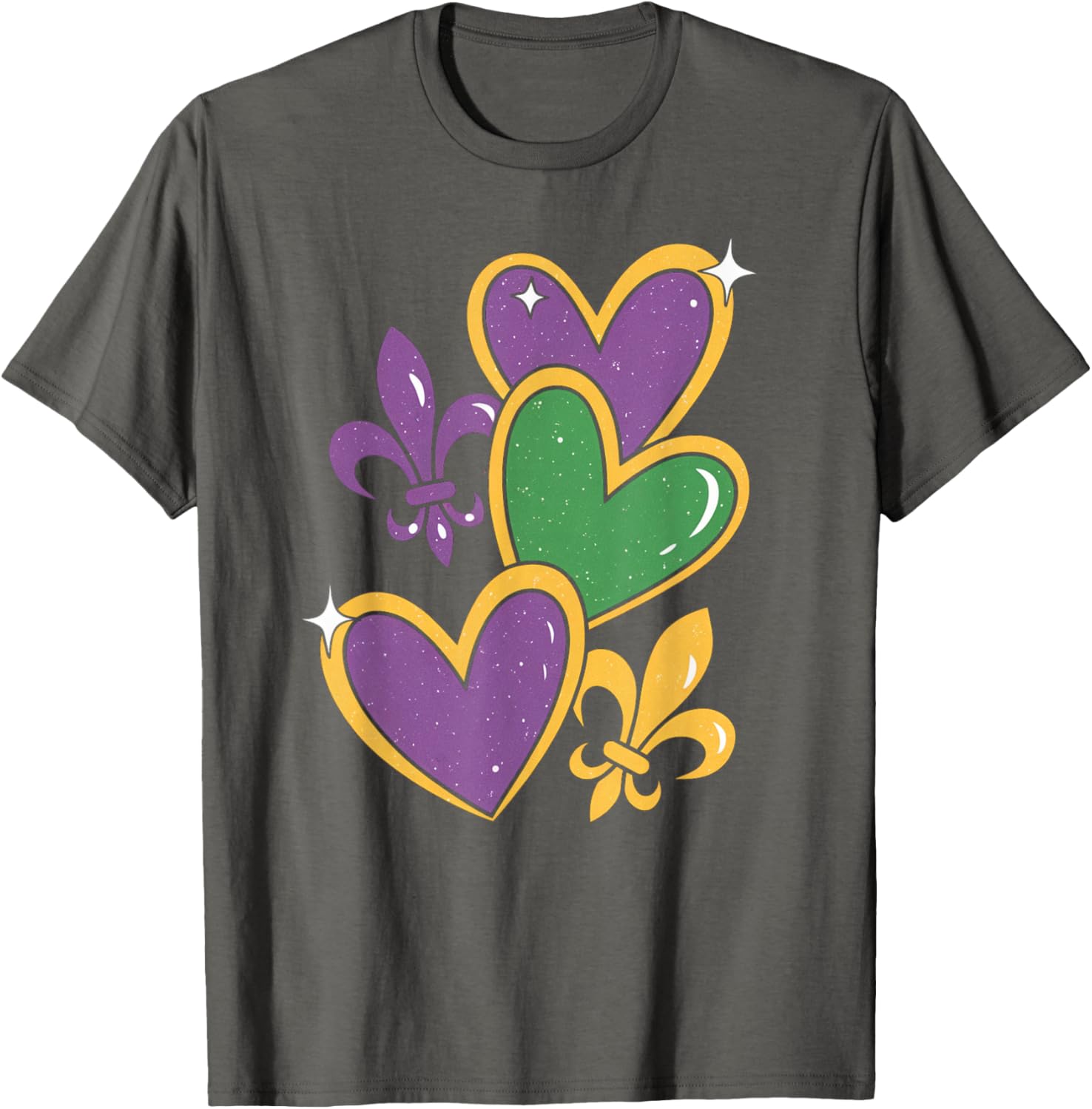 Mardi Gras Hearts T-Shirt for Women Girls Kids and Toddlers - 8