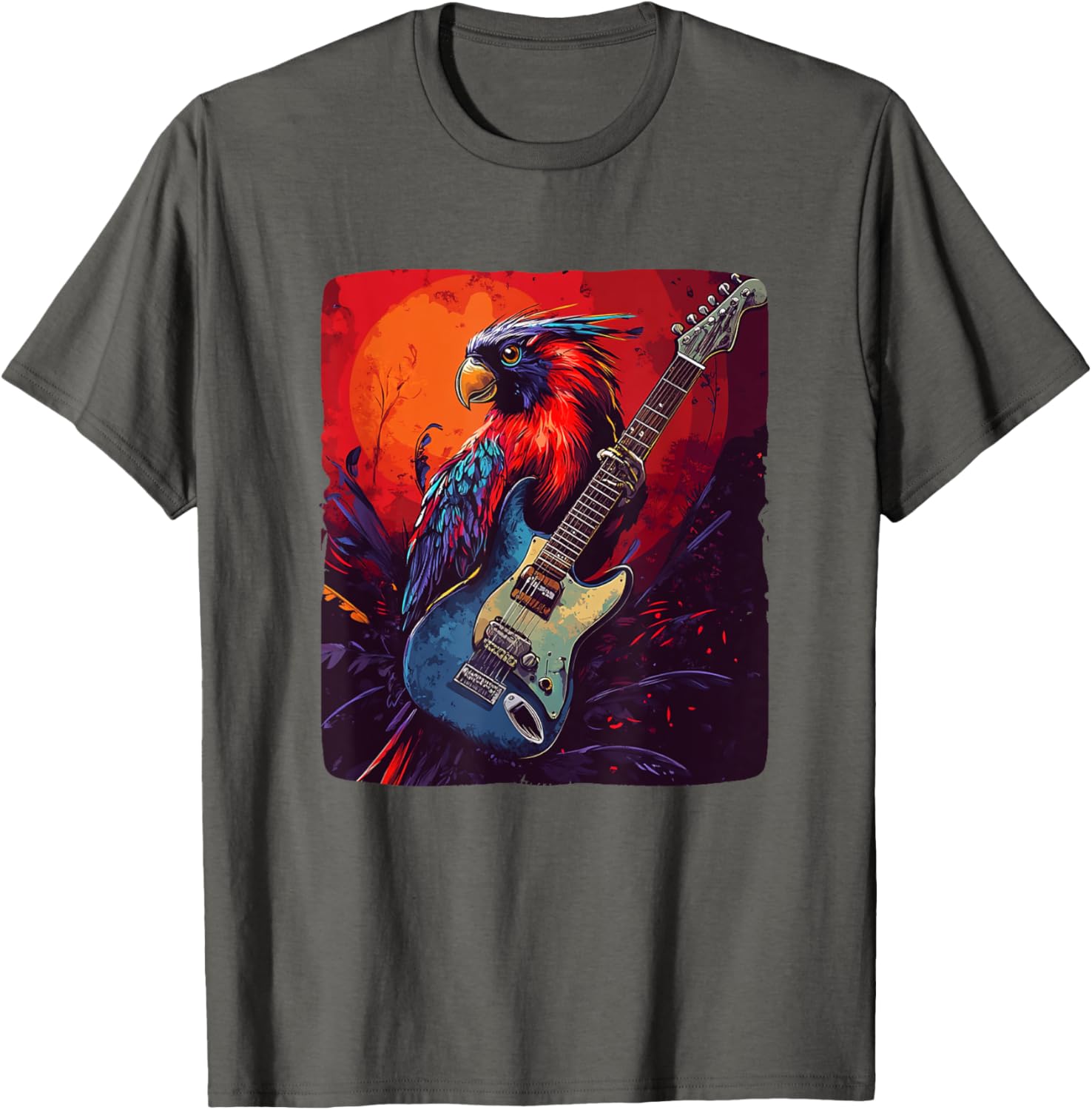 Trendy Rock Vibes Electric Guitar Bird T-Shirt for Music Lovers - 20