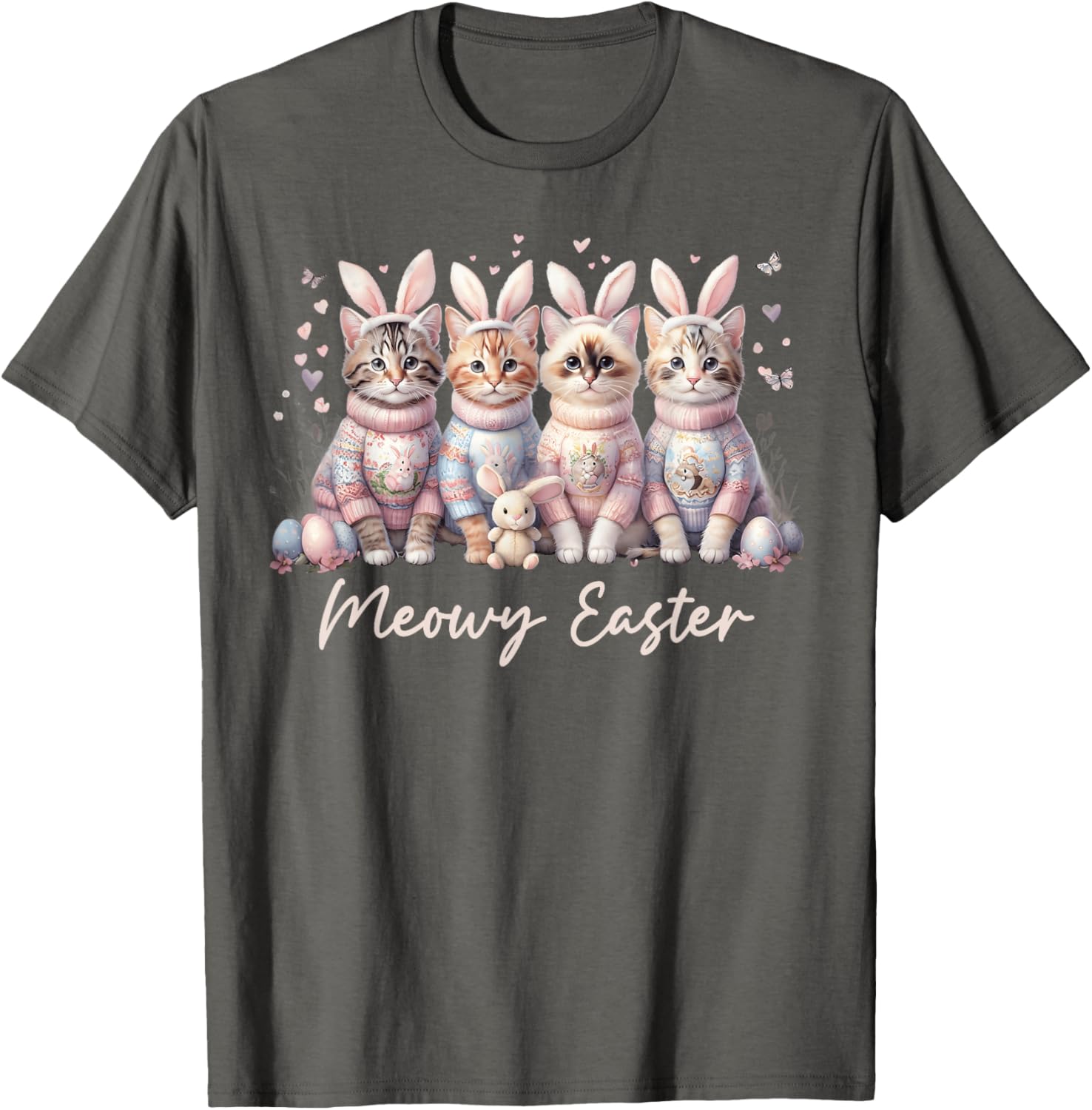 Happy Easter Bunny Cats T-Shirt for Women and Kids – Cute Spring Apparel - 12