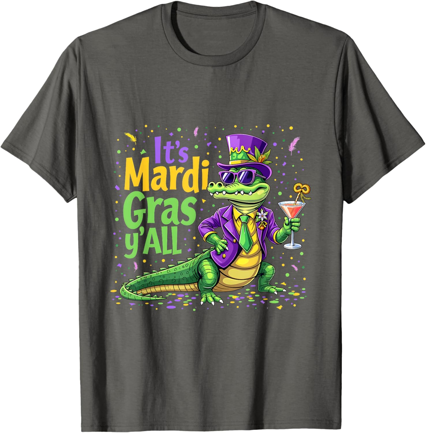 Funny Mardi Gras 2025 Alligator T-Shirt for Fun Festivities - 8