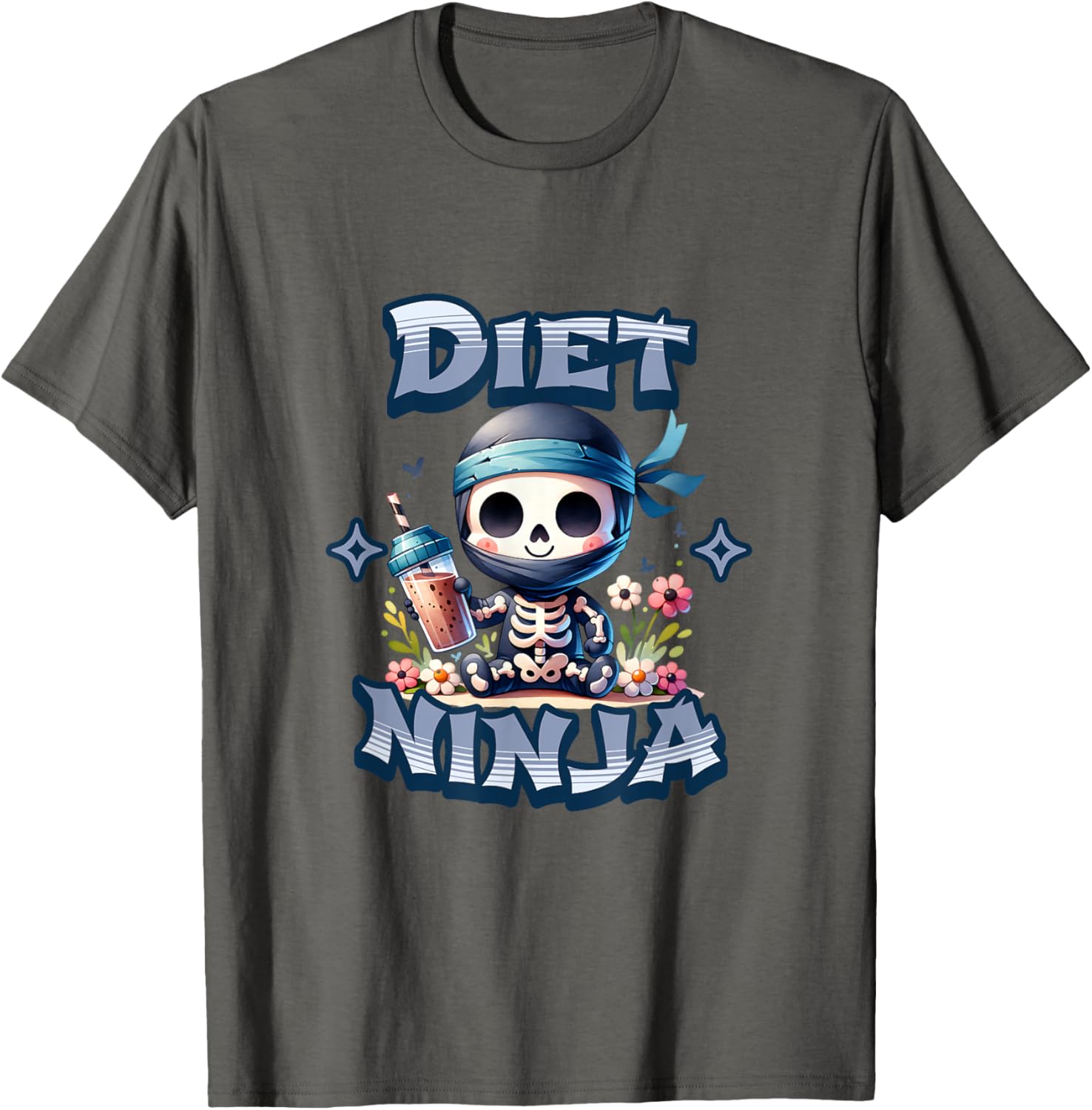Cute Diet Ninja Protein Shake Skeleton Ninja T-Shirt for Fun Fitness Style - 13