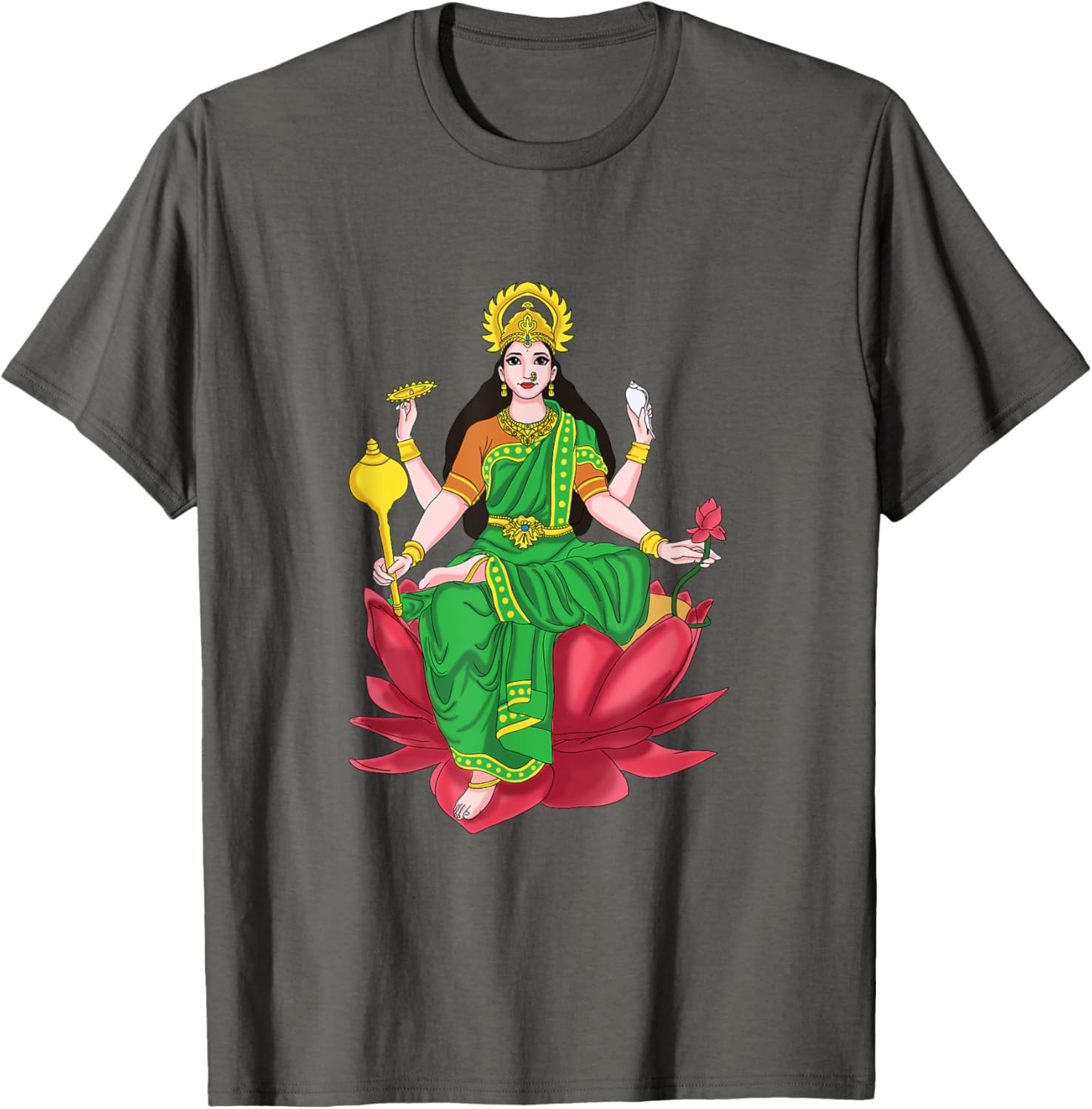 Laxmi Mata Diwali T-Shirt with Lotus Illustration for Pooja Celebrations - 12