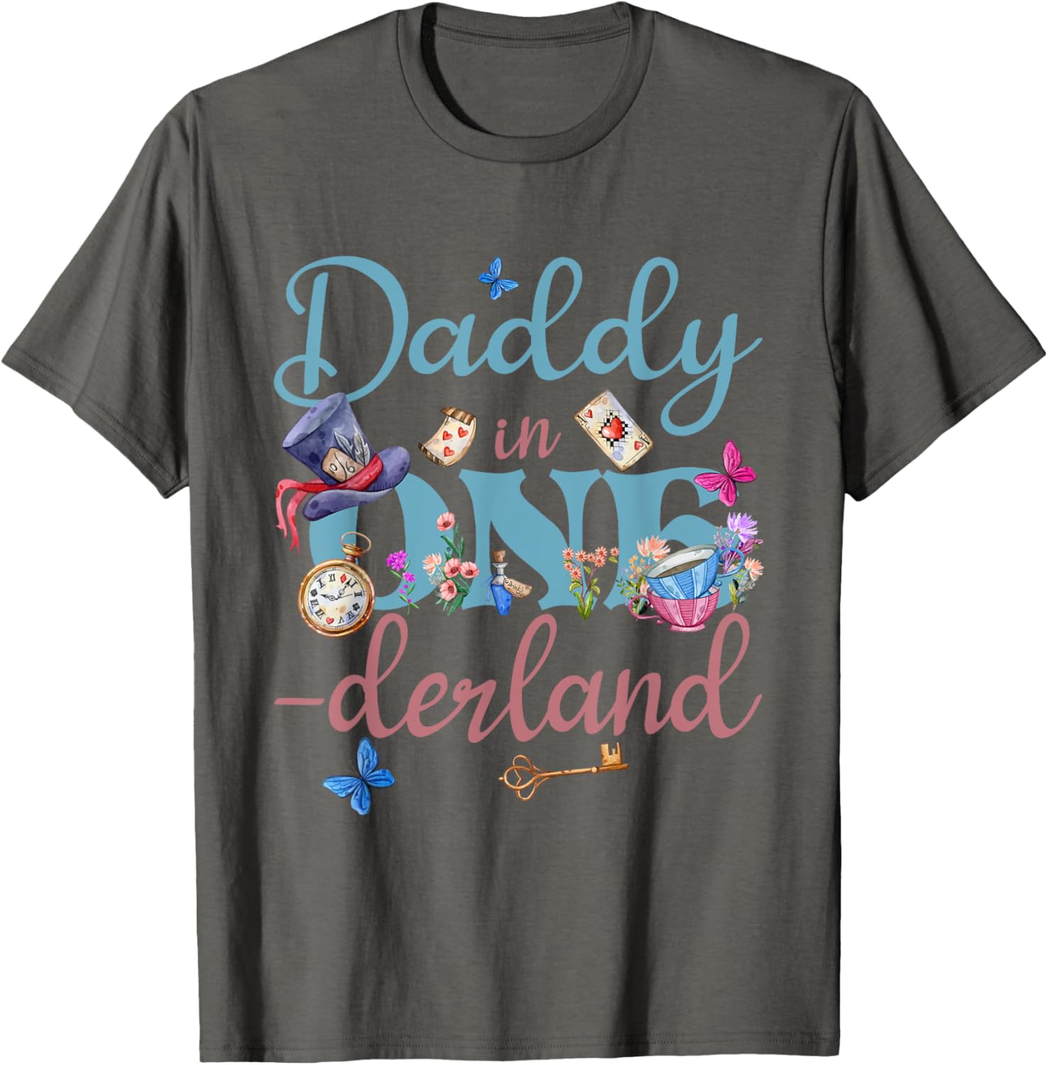 Alice in ONEderland Daddy of Birthday Girl T-Shirt for Celebrations - 7