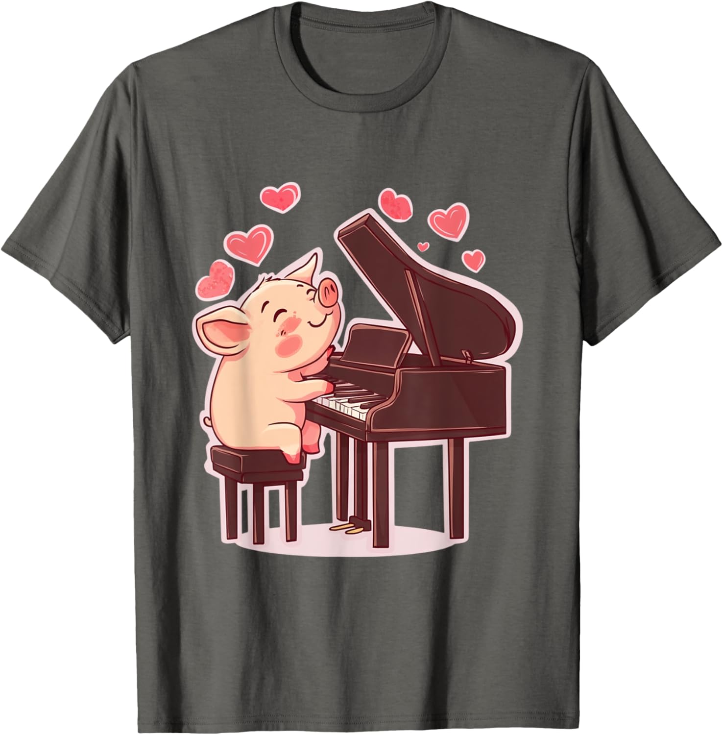 Funny Pig Playing Piano Valentine's Day T-Shirt for Animal Lovers - 6