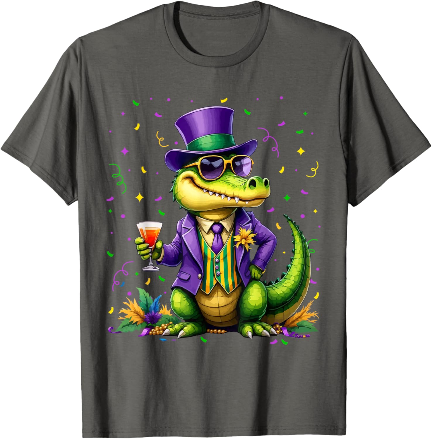 Mardigator Alligator Costume T-Shirt for Mardi Gras Fun Unisex Apparel - 1