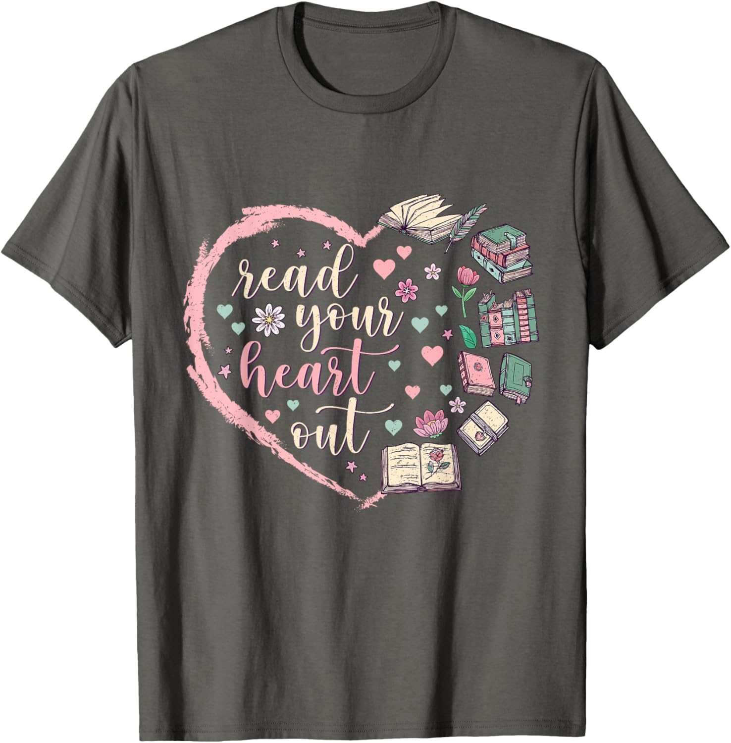 Valentine's Teacher T-Shirt for Book Lovers - Read Your Heart Out Design - 4