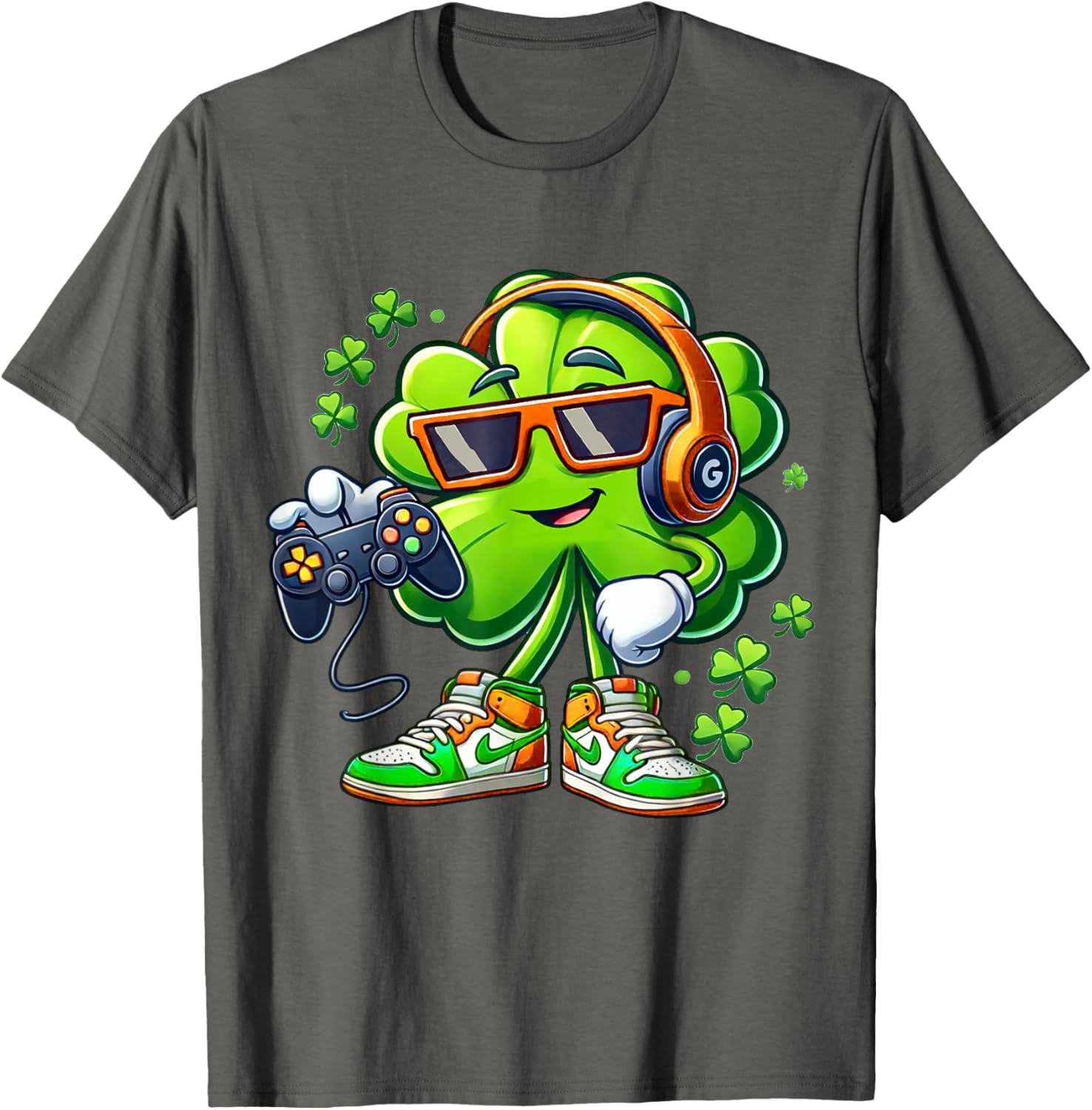 Funny St Patricks Day Gamer T-Shirt for Boys with Shamrock Design - 20