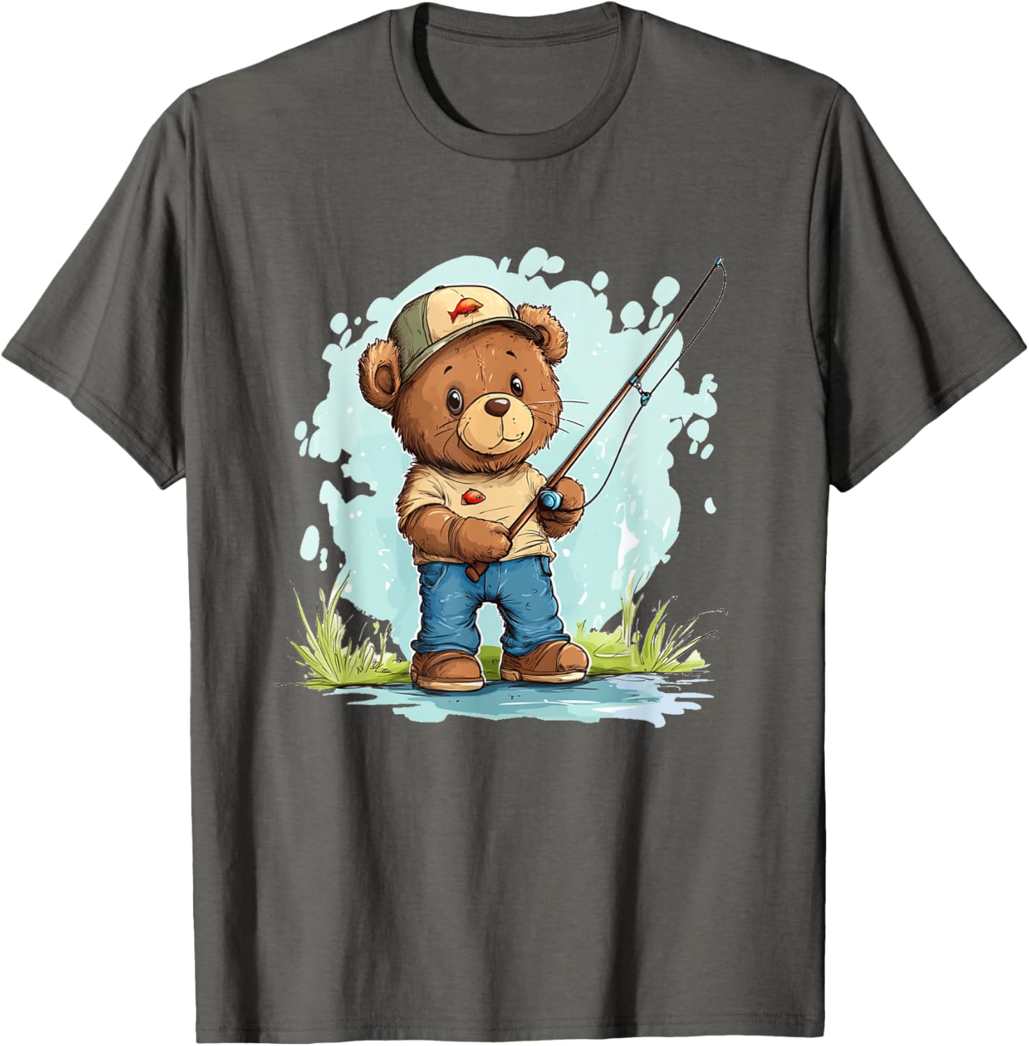 Fishing with Teddy Bear Graphic T-Shirt for Fun Seekers and Adventurers - 5