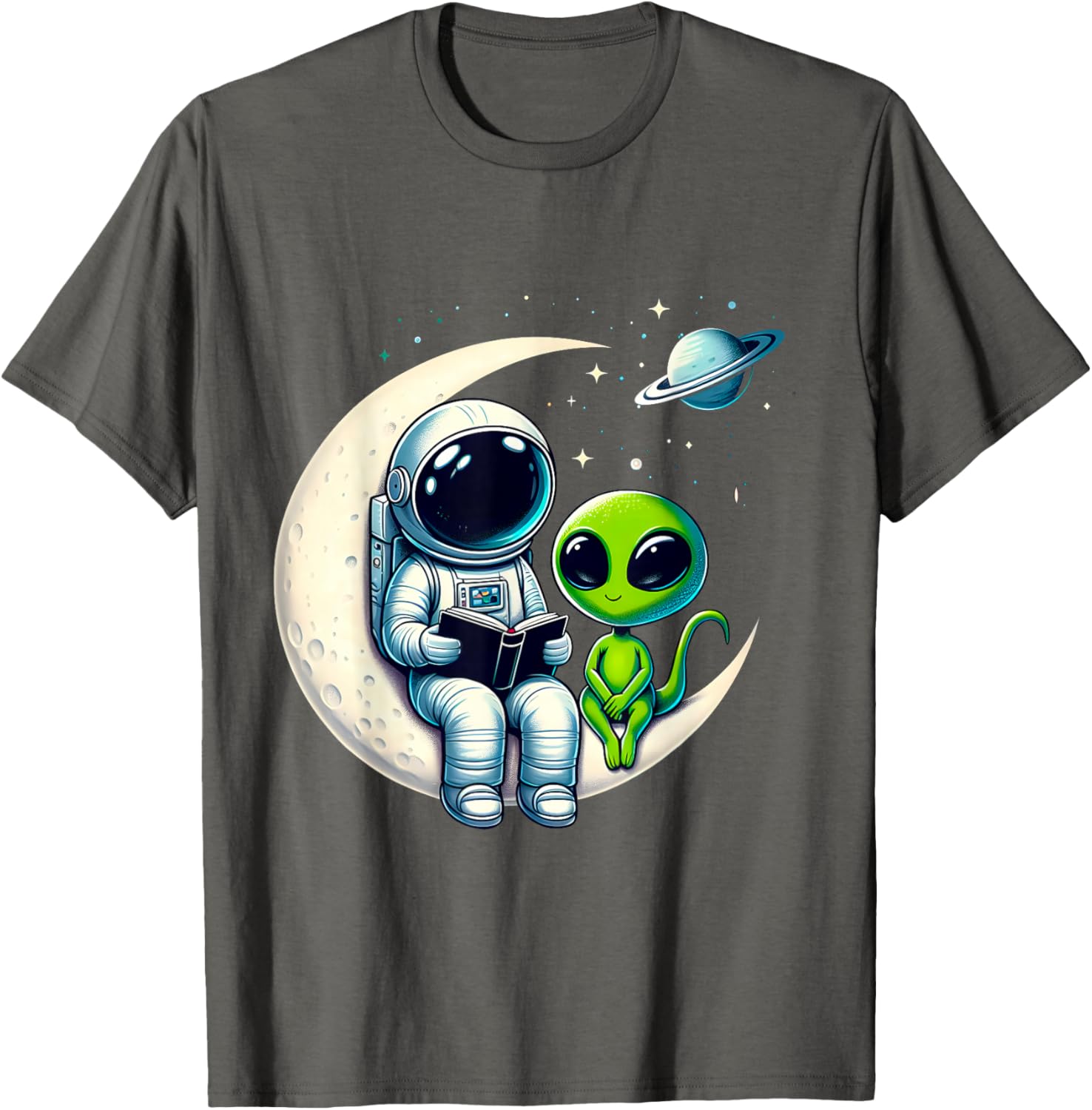 Astronaut Reading to Alien Kids T-Shirt for Space Lovers and Dreamers - 19