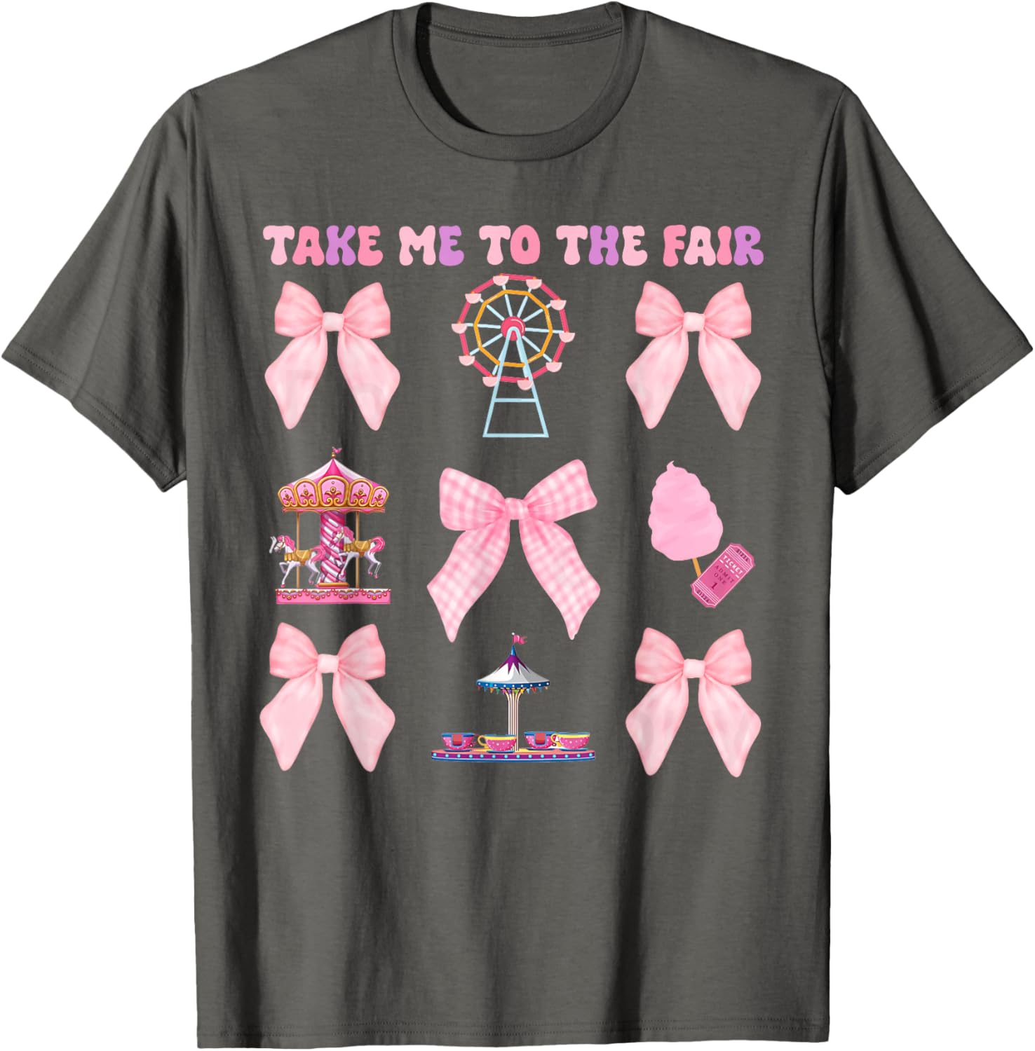 Take Me To The Fair Pink Bow Ferris Wheel T-Shirt for Stylish Fun - 17