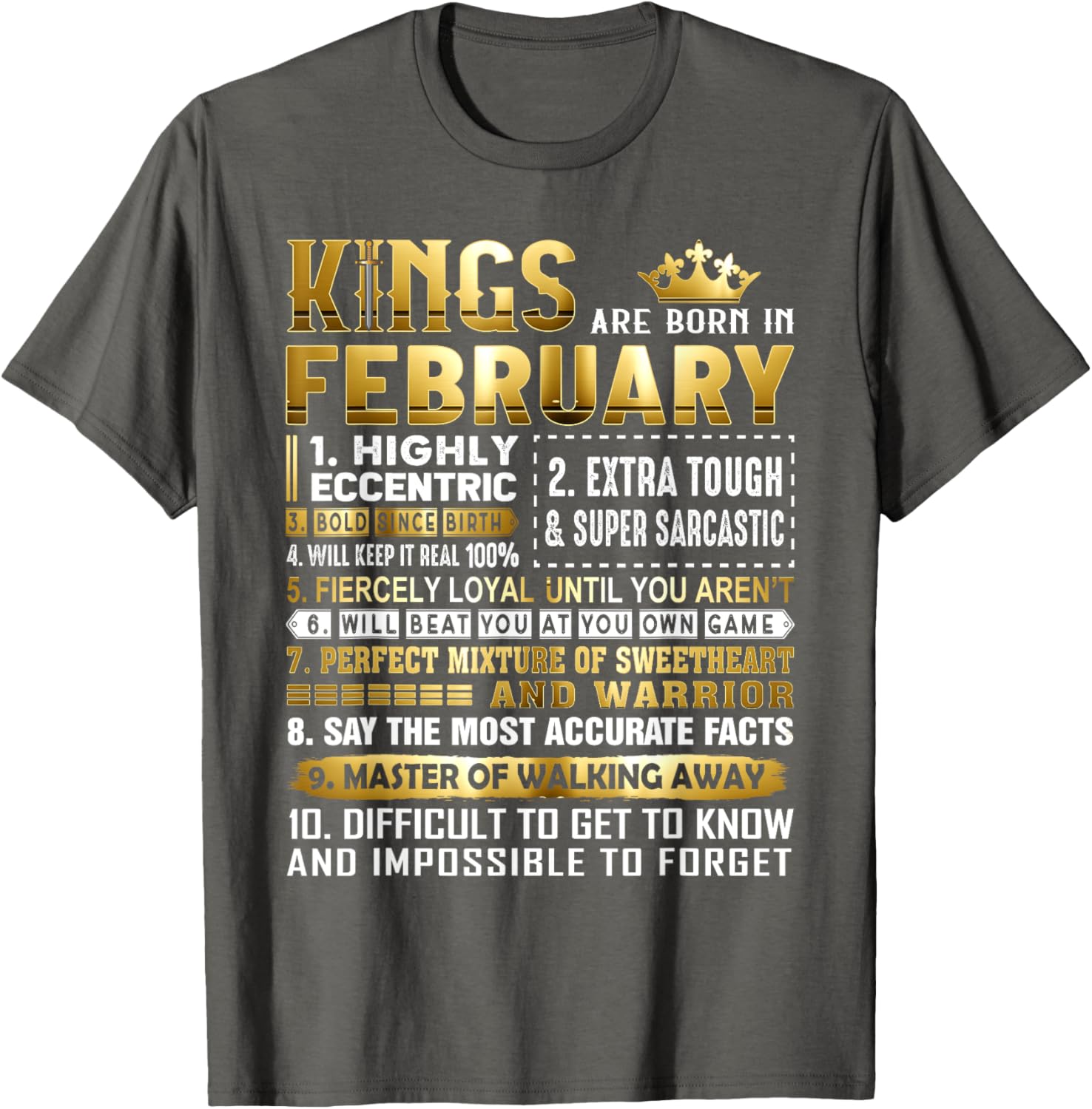Kings Are Born In February Birthday Shirt for Men and Women - 3
