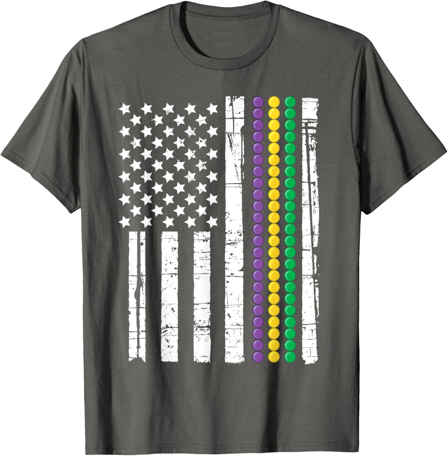 Mardi Gras USA Flag T-Shirt for Festive Celebrations and Events - 17
