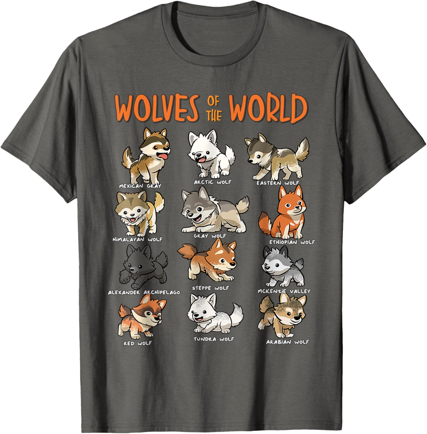 Cute Wolves of the World T-Shirt for Kids and Adults Educational Fashion - 7