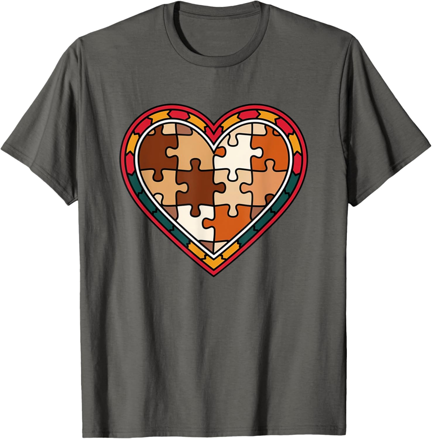 Melanin Heart Puzzle Black History Motivational Afro T-Shirt for All - 13