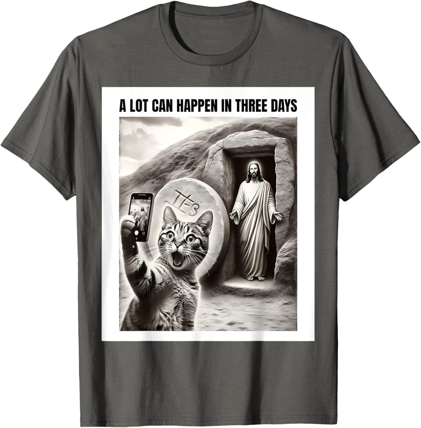 Easter Meme Cat Selfie T-Shirt for Men, Women, Kids – Fun Christian Apparel - 13