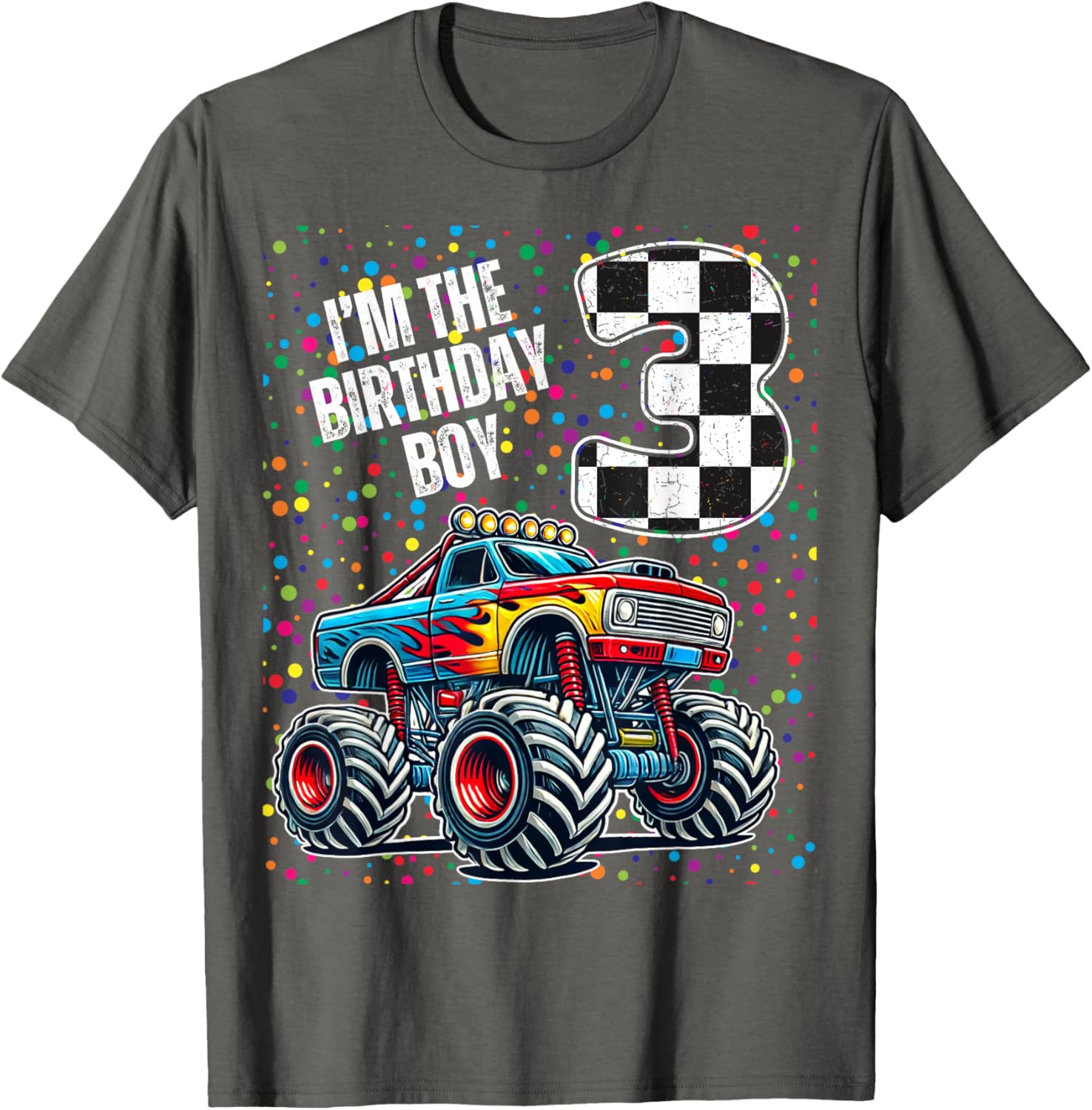 3rd Birthday Monster Truck Shirt for Boys Fun Family Celebration Tee - 17