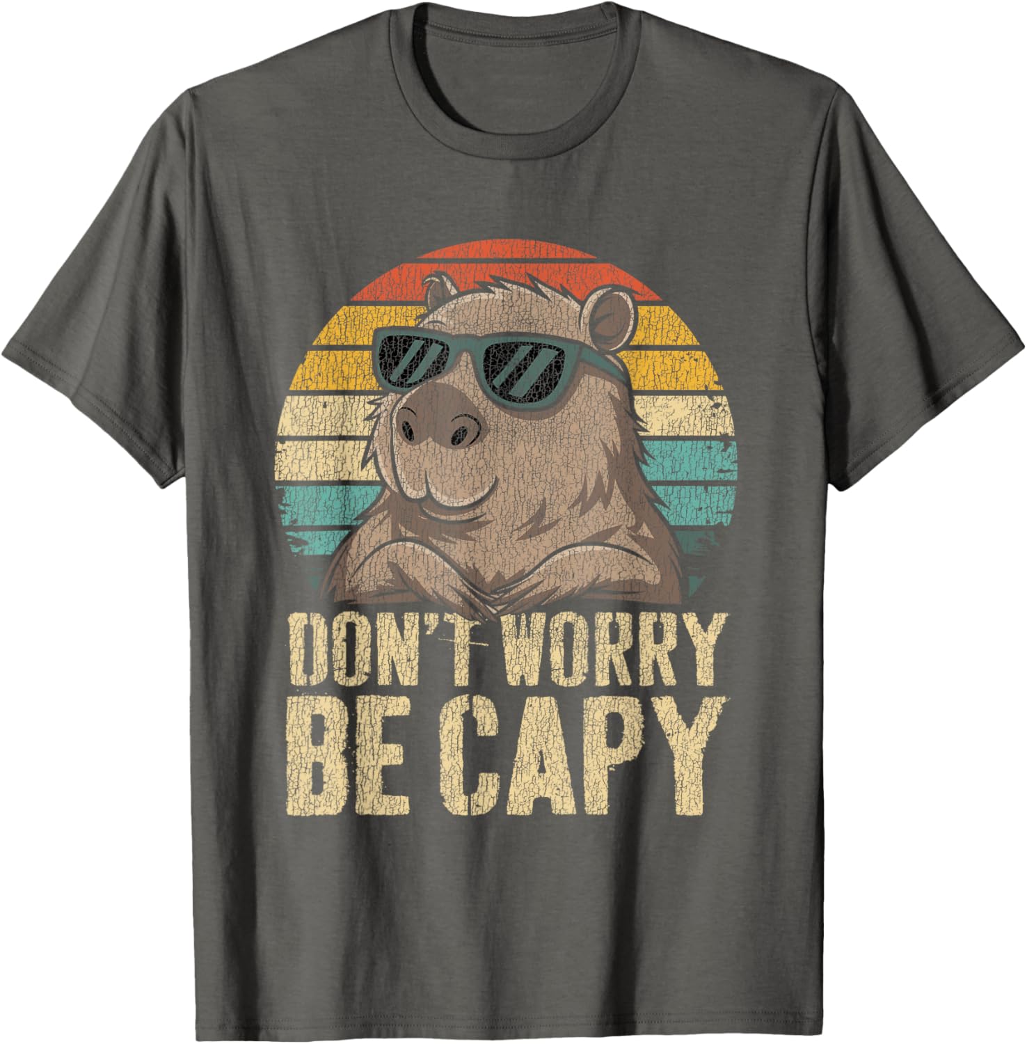 Dont Worry Be Capy Capybara Funny Retro T-Shirt for All Ages - 1