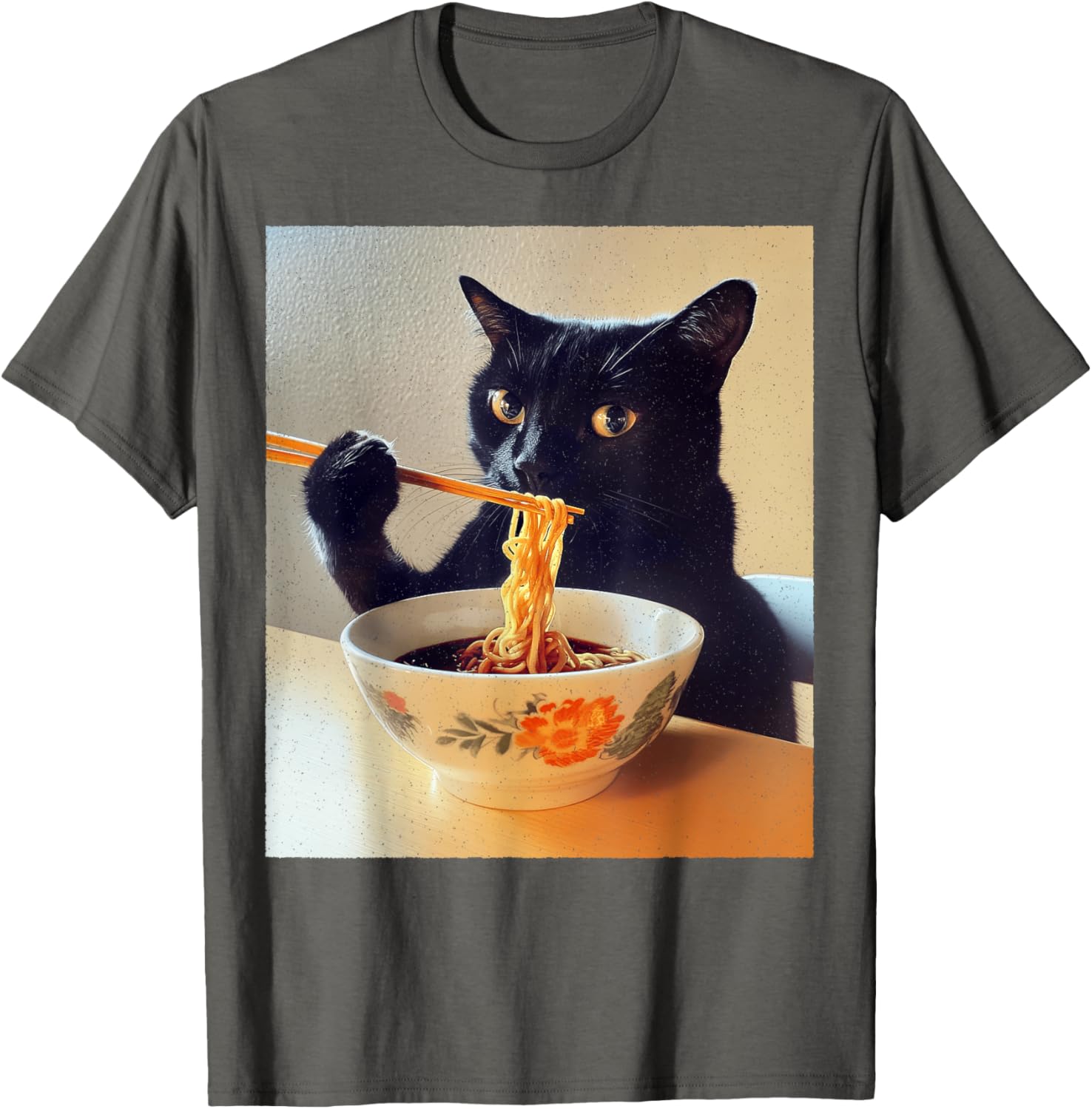 Funny Black Cat Ramen Lover T-Shirt for Noodle Enthusiasts - 5
