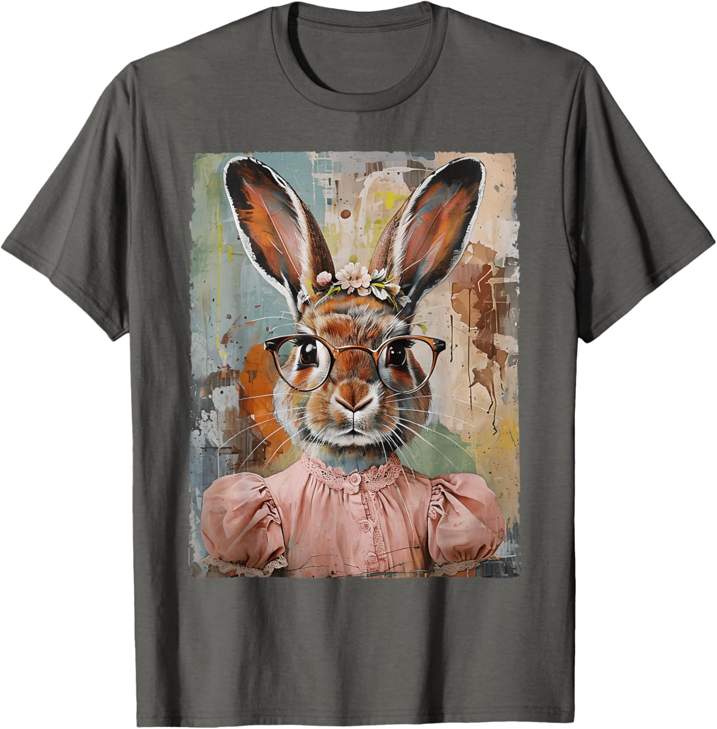 Happy Easter Bunny Rabbit Flower Graphic T-Shirt for Women and Girls - 7