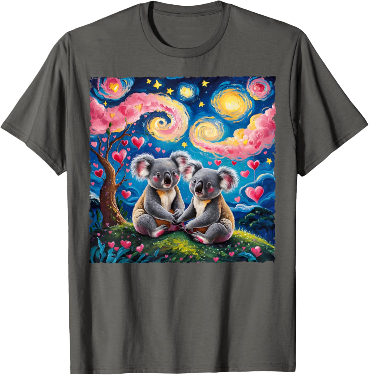 Koala Bear Van Gogh Starry Night T-Shirt for Romantic Couples - 11