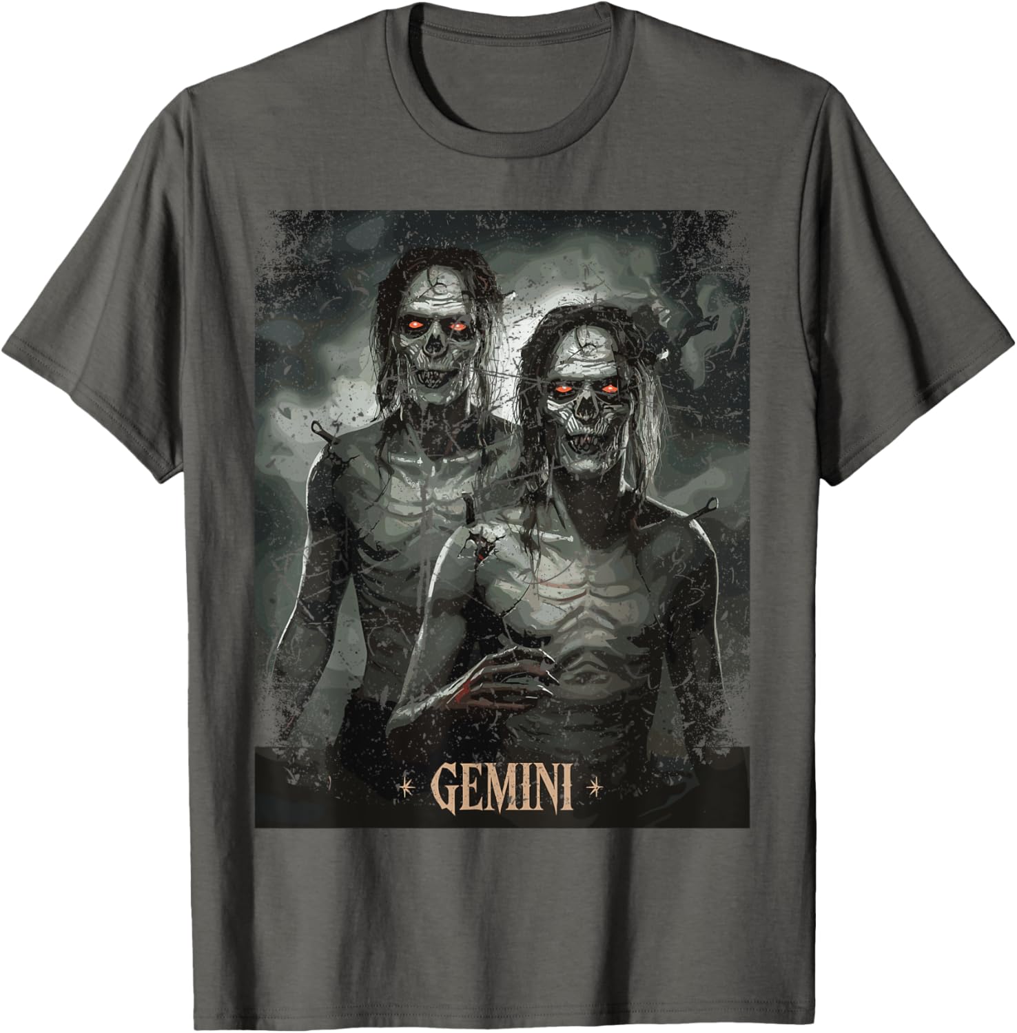Zombie Gemini Twins Horror Zodiac T-Shirt for Unique Style Lovers - 3