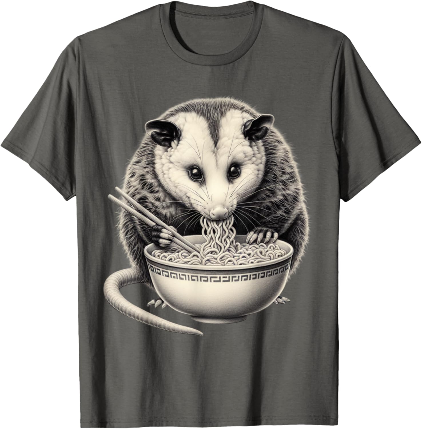 Opossum Eating Ramen Bowl T-Shirt Perfect for Food Lovers and Animal Fans - 27