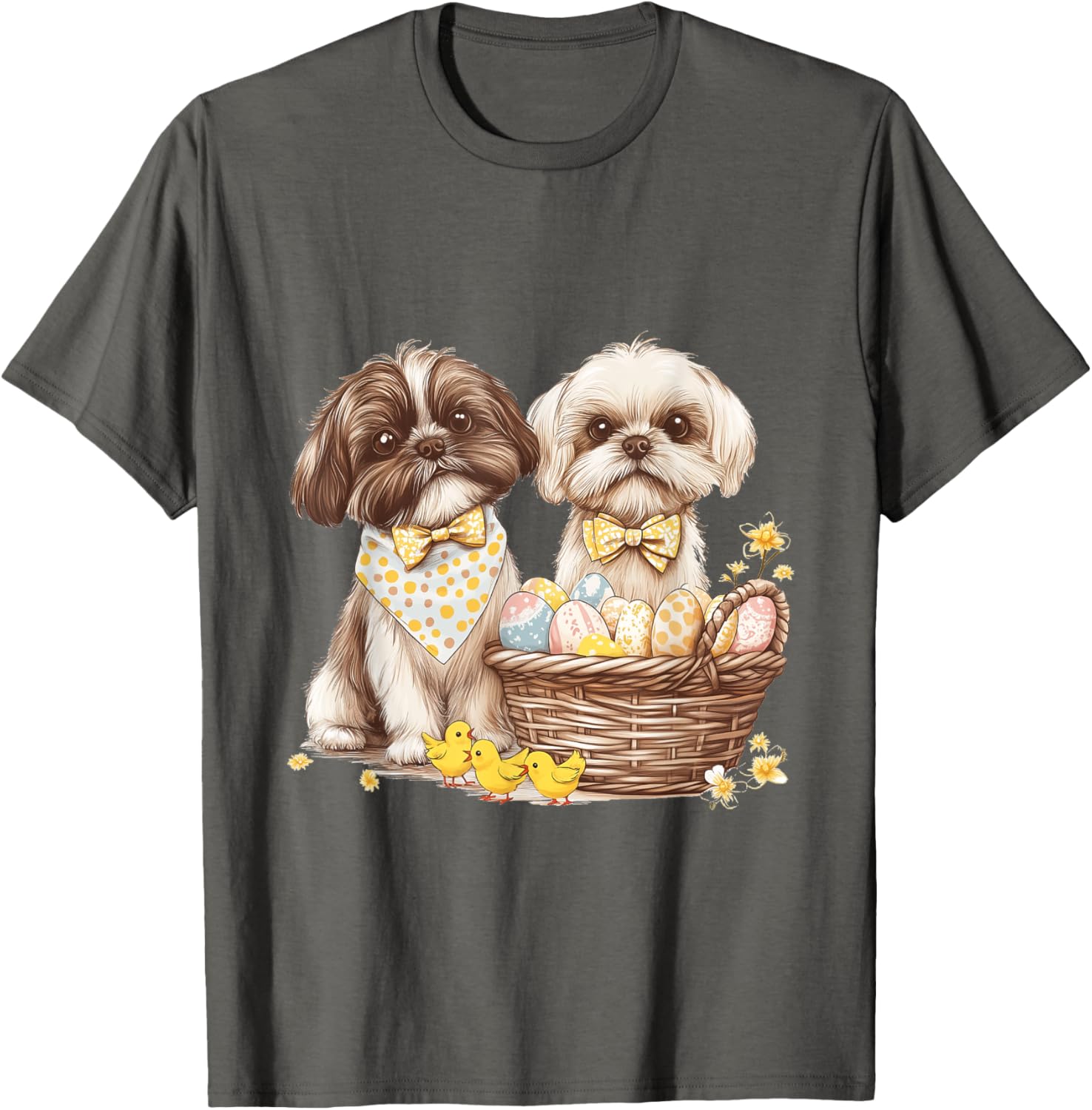 Happy Easter Shih Tzu Dog T-Shirt with Eggs and Chicks for Fun Celebrations - 24