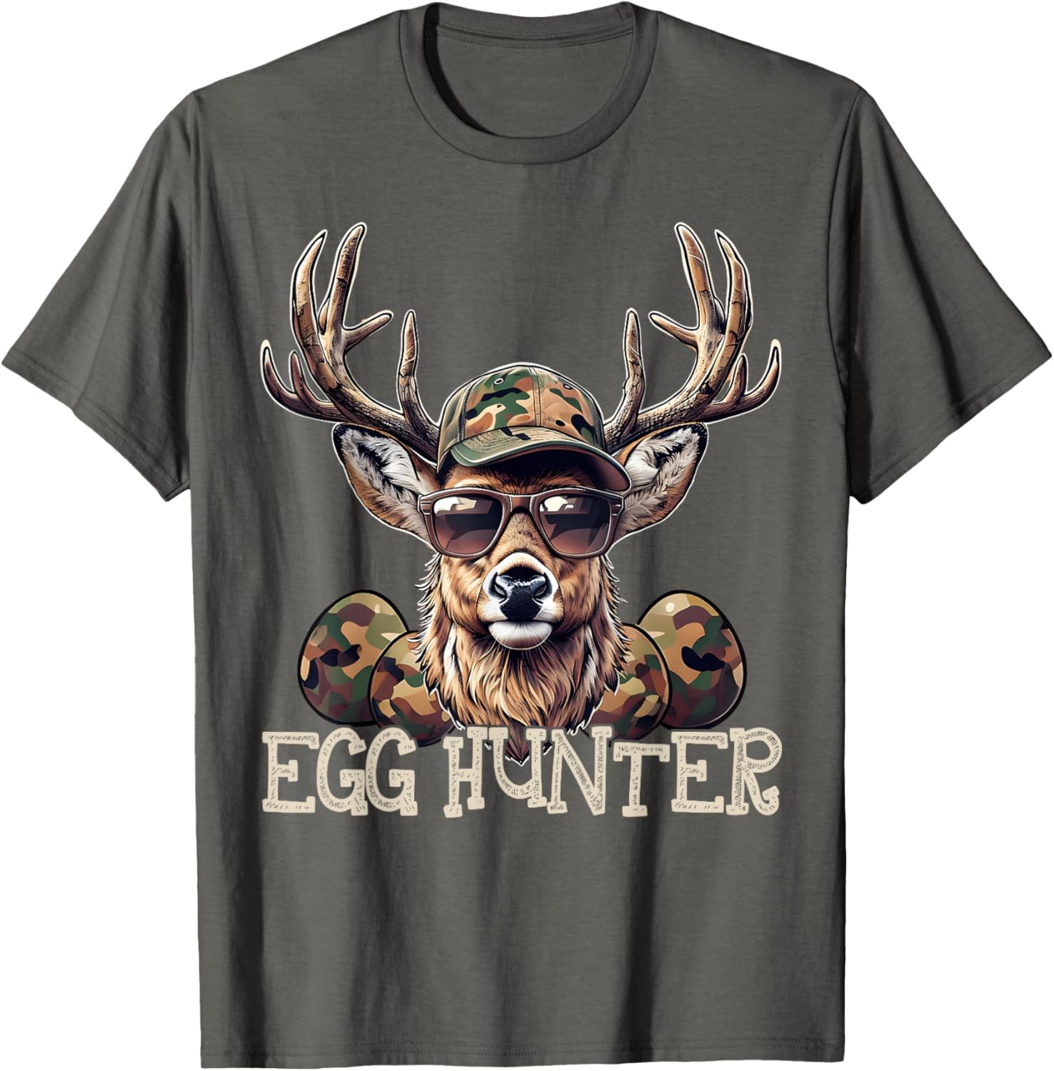 Egg Hunter Deer Camo Cap Boys T-Shirt Perfect for Easter and Hunting - 18
