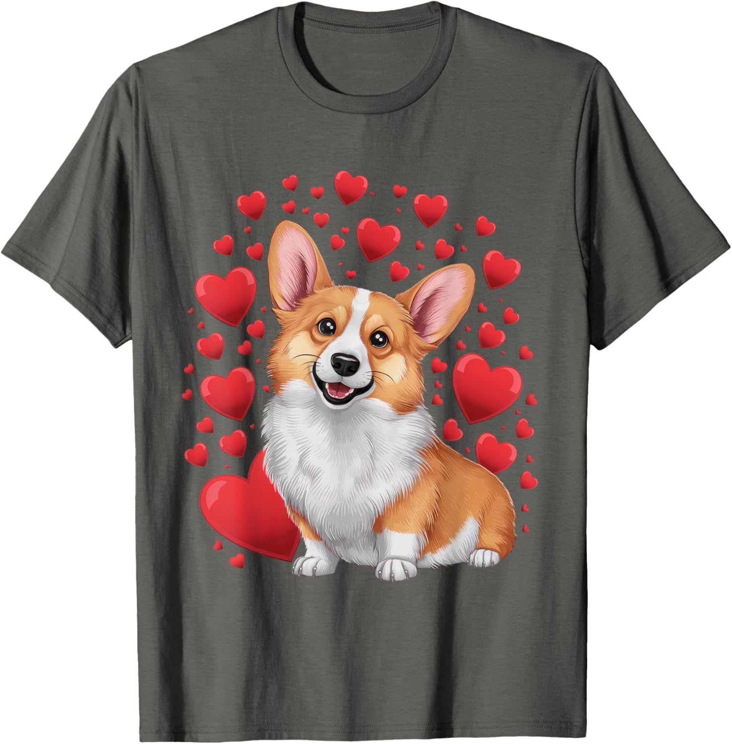 Corgi Dog Valentine's Day T-Shirt for Dog Lovers - Unisex Small Black Tee - 6