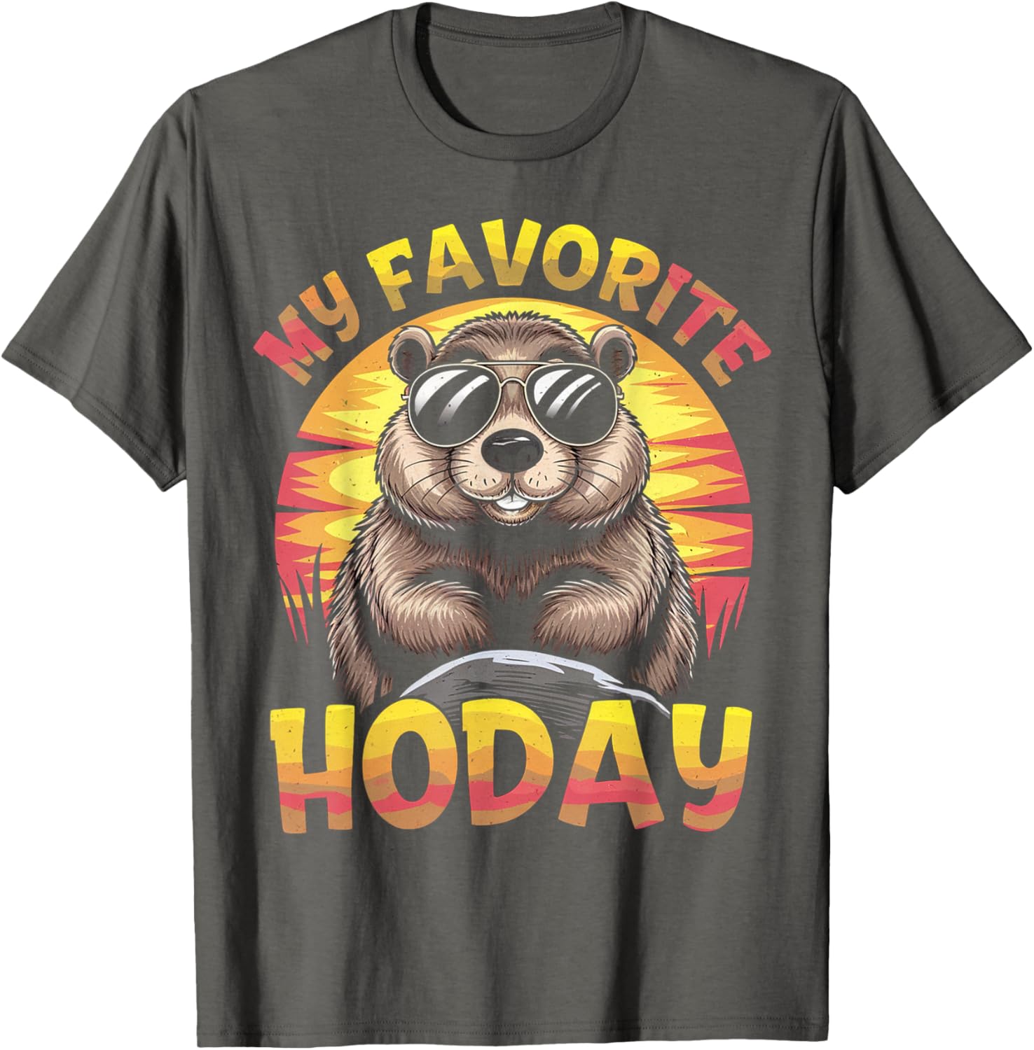 My Favorite Holiday Groundhog Day T-Shirt Featuring Woodchuck Design - 12