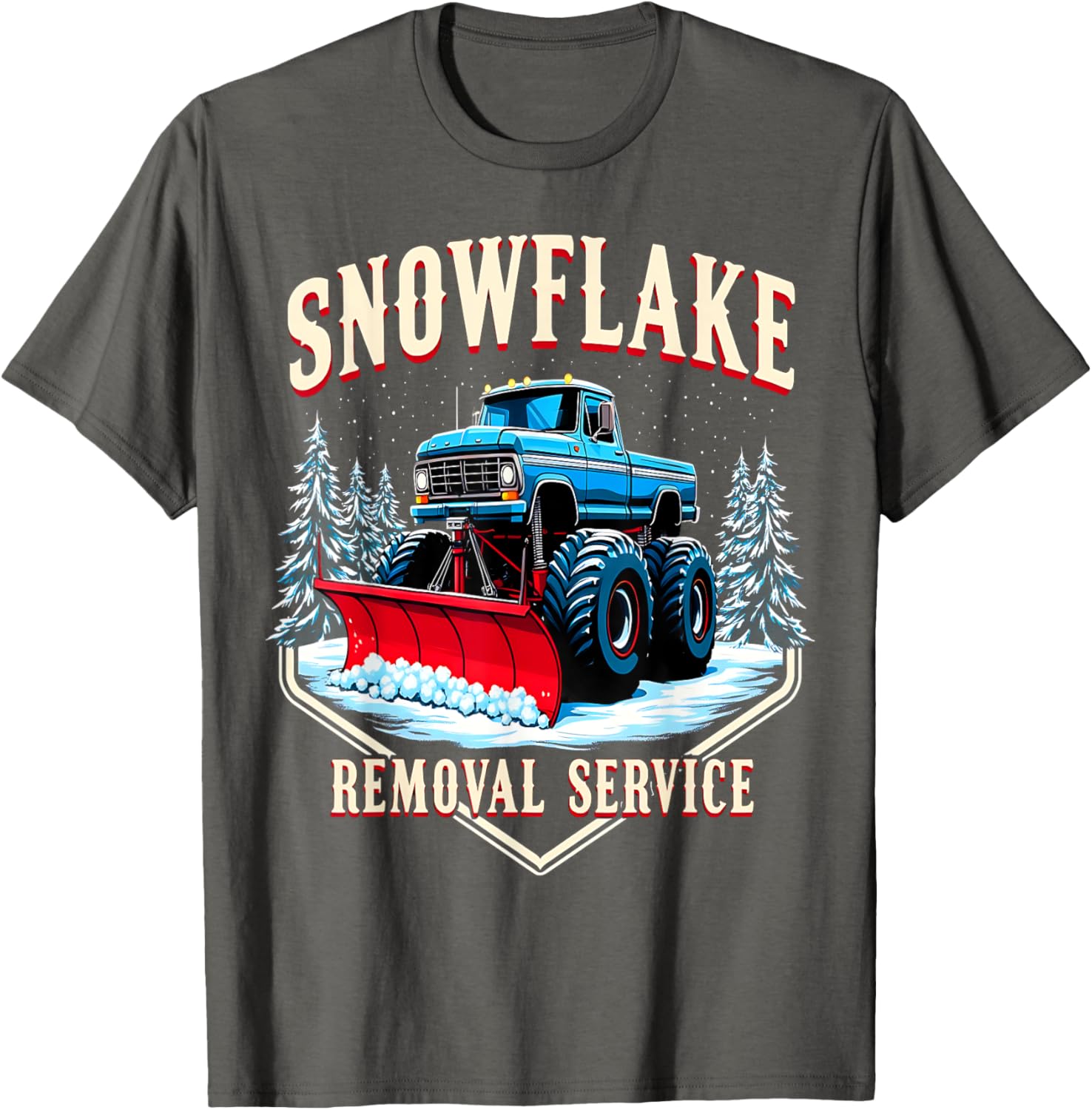 Monster Truck Snow Day Supporter T-Shirt for Snowflake Removal Fun - 3