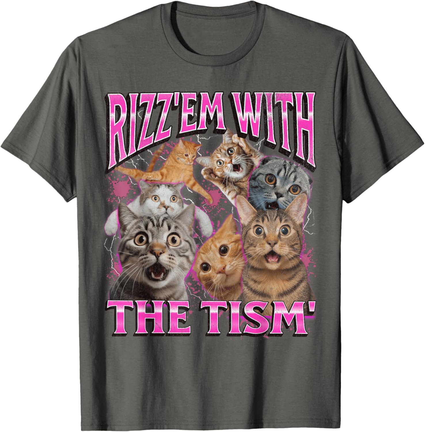 Funny Rizz Em With The Tism Cat Meme Vintage 90s T-Shirt for Men and Women - 23