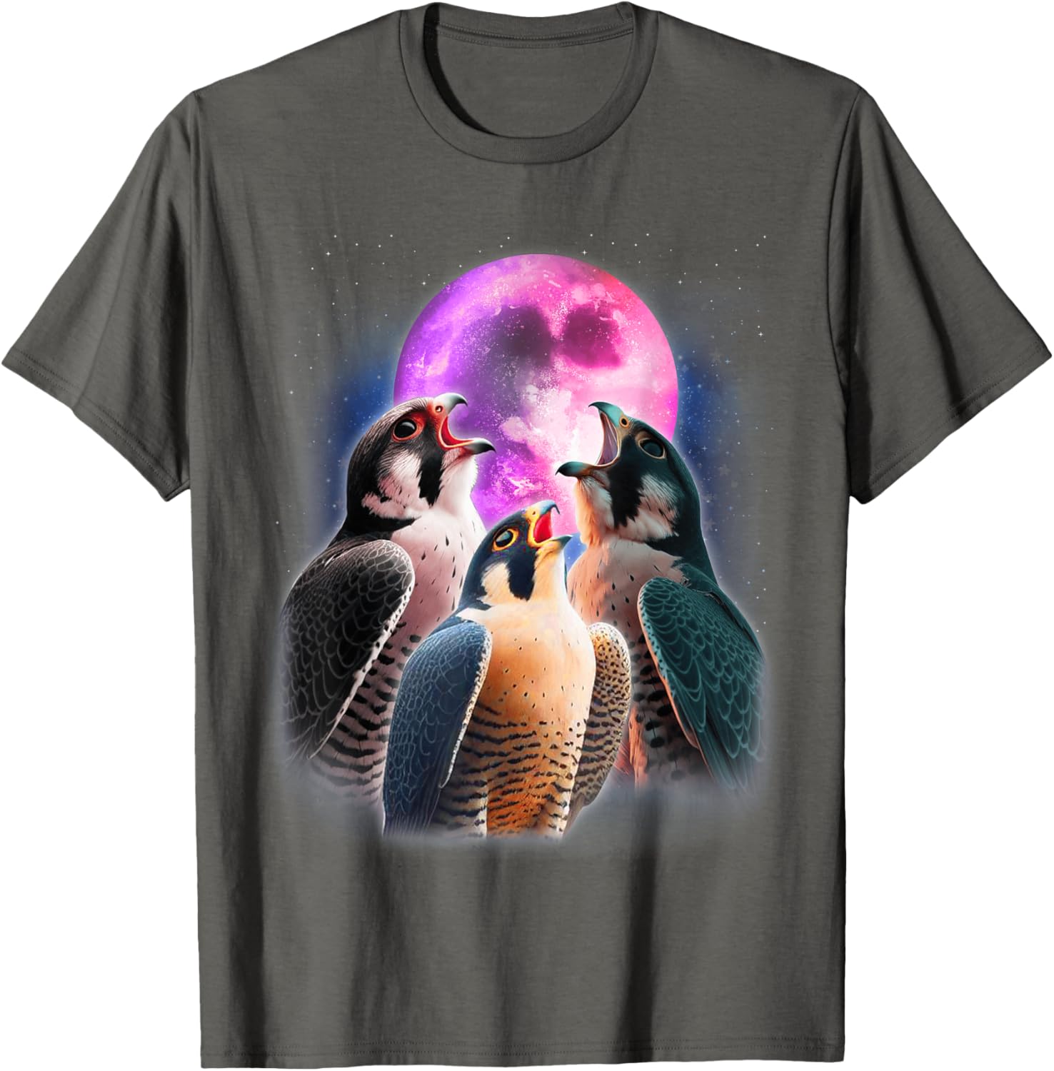 Funny Peregrine Falcon T-Shirt Howling at the Moon for Bird Lovers - 24