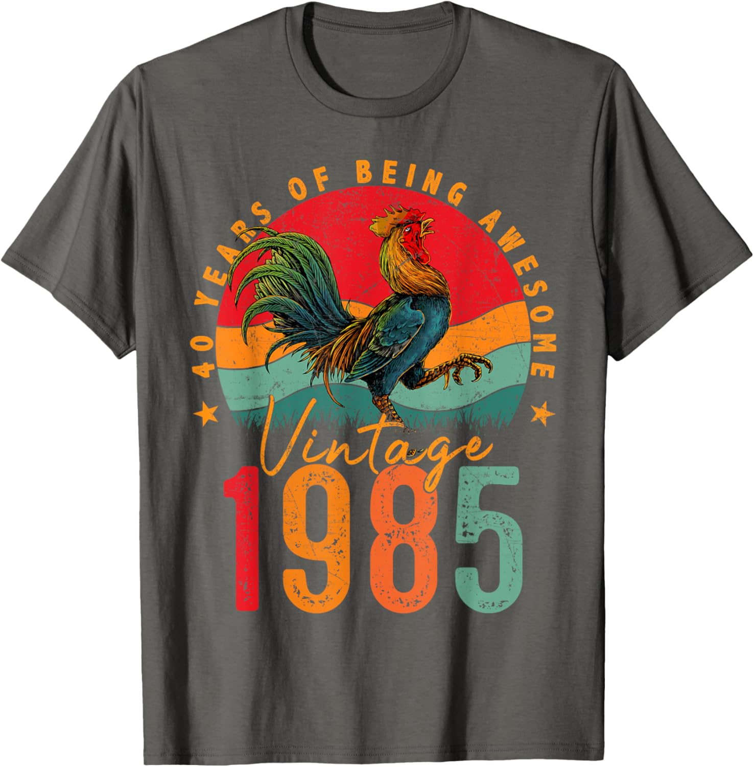 Vintage 1985 Chicken 40th Birthday Mens T-Shirt for 40 Year Old Gifts - 5
